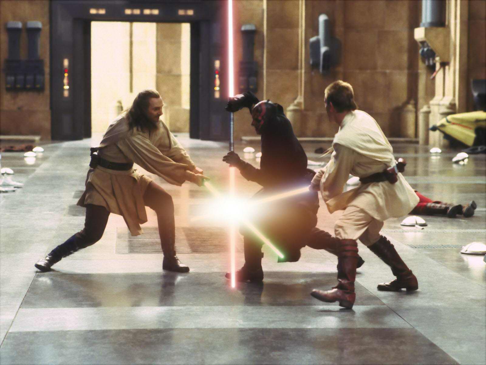 Qui Gon Jinn and Obi Wan Vs darth Maul image Jedi