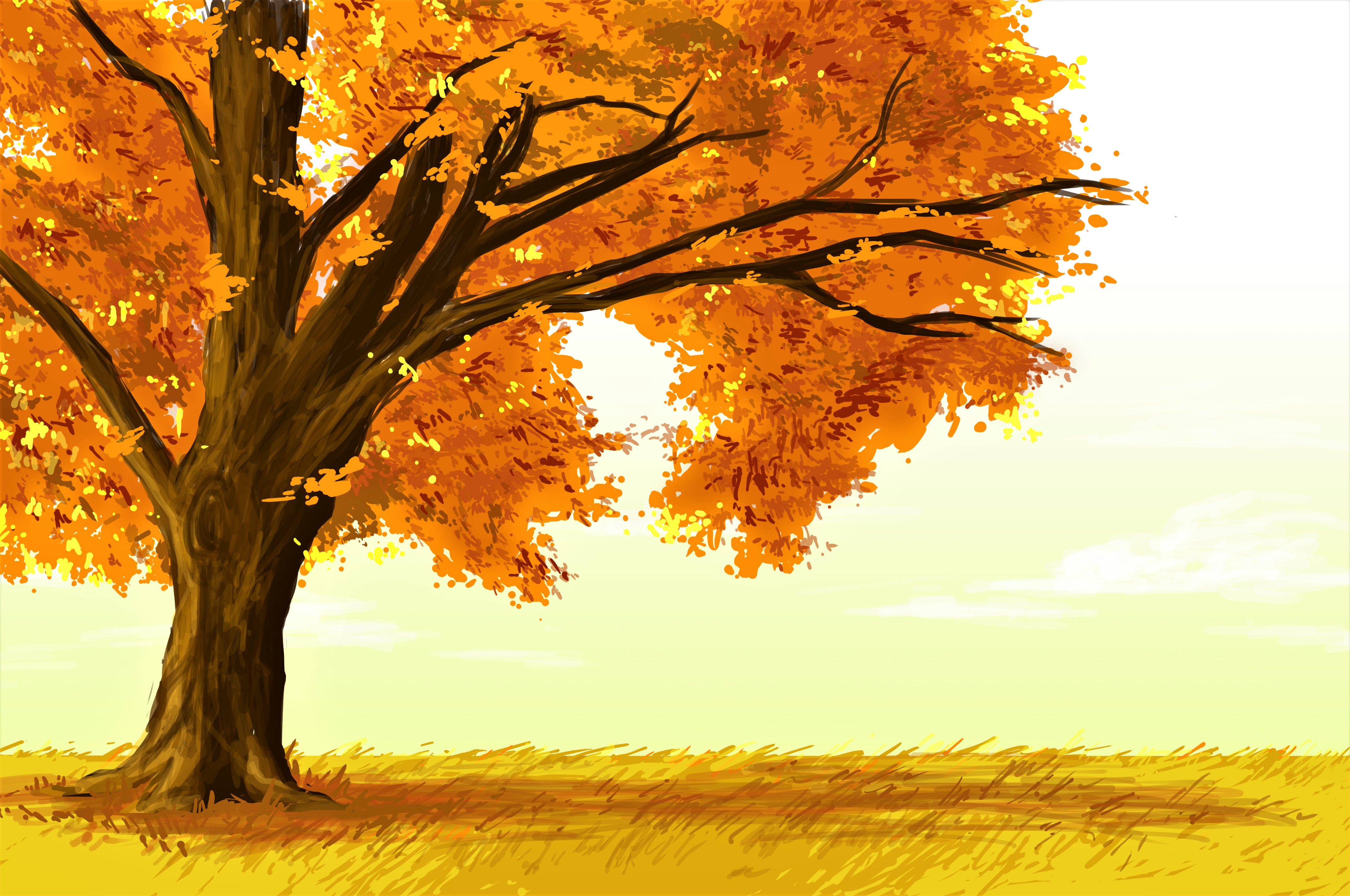 Painting of Autumn Tree 4k Ultra HD Wallpapers