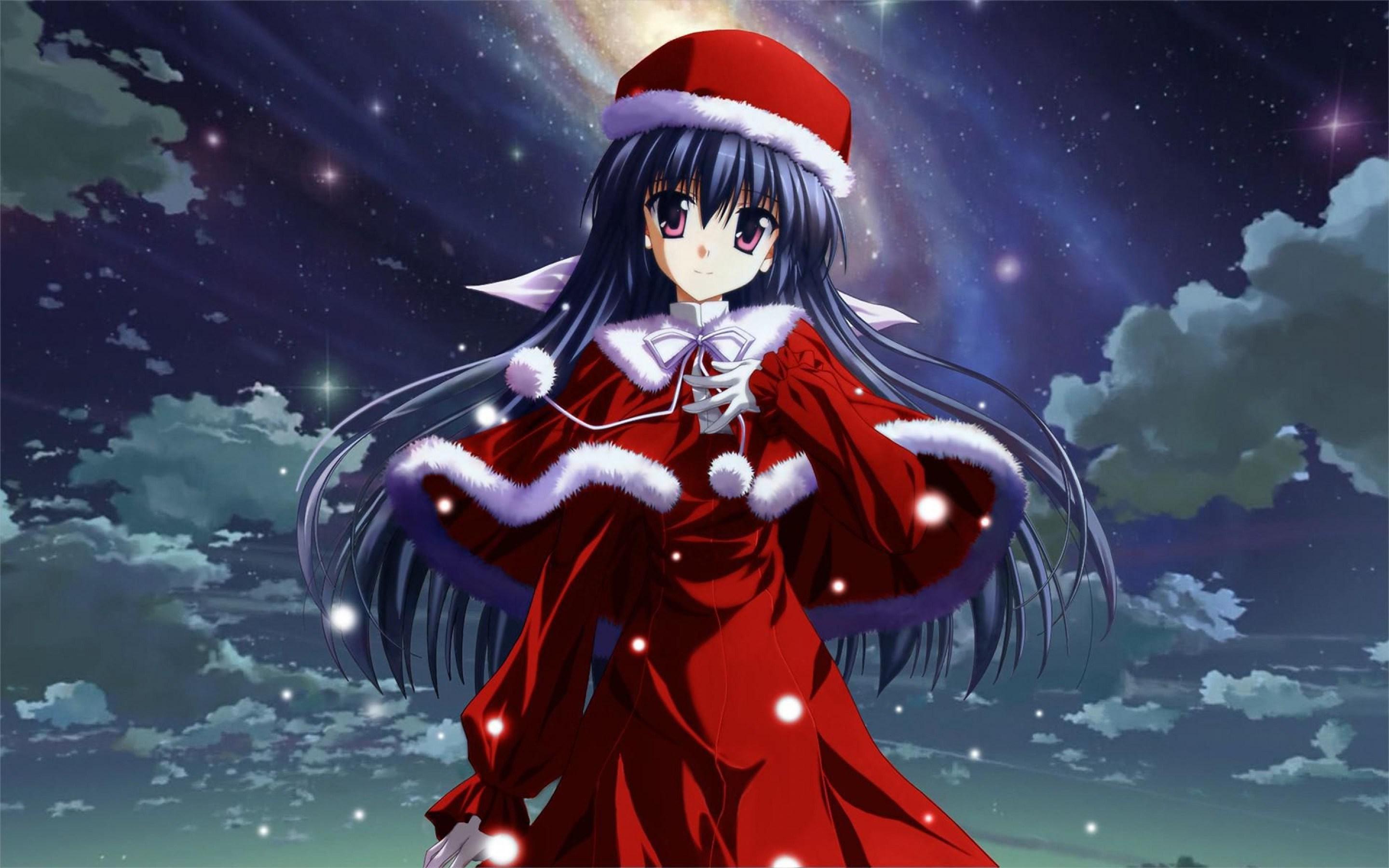 Merry Christmas Cute Anime Image Red Cute Anime Girl Wallpaper & Background Download