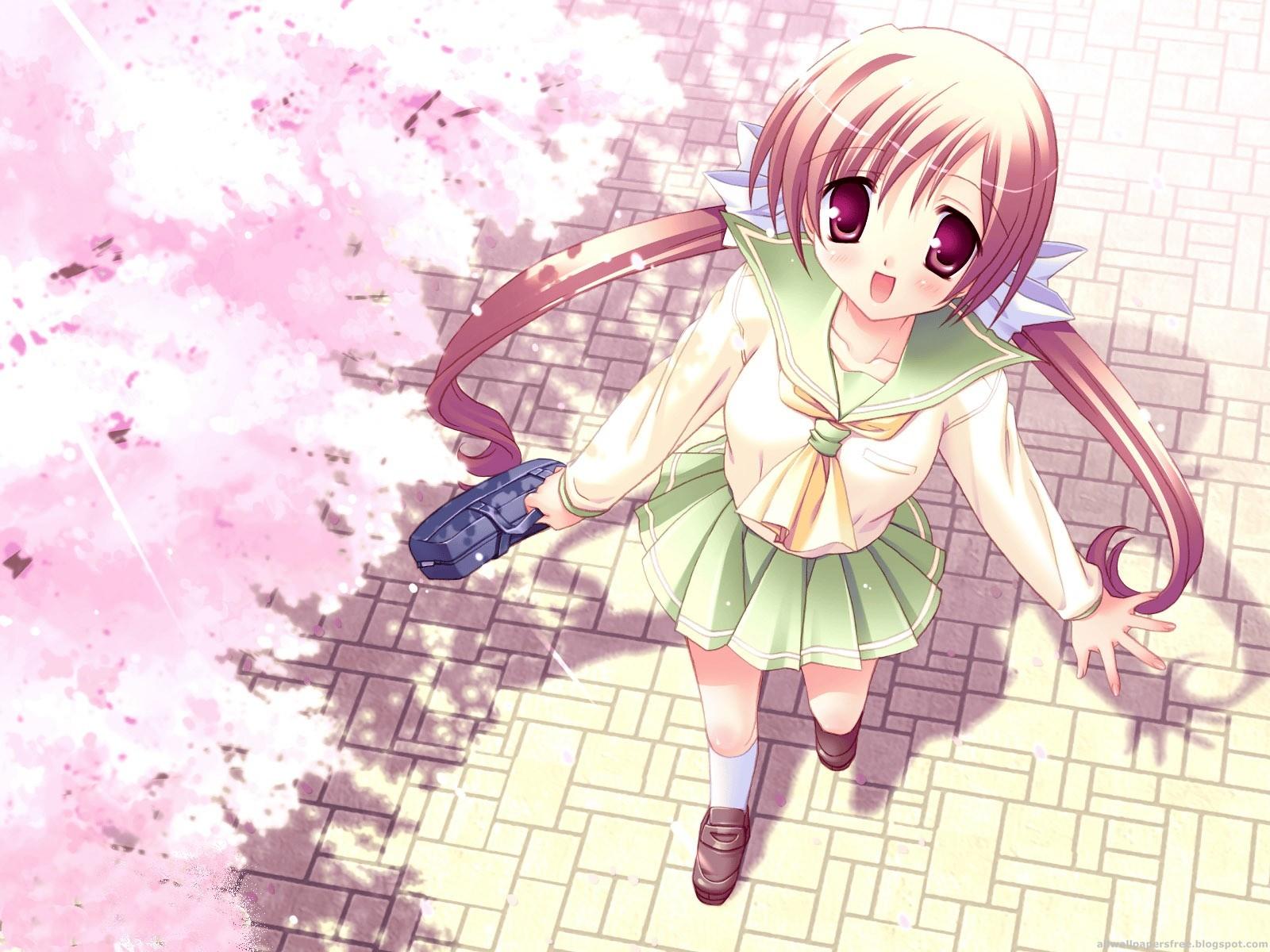 Anime girl spring blossoms wallpaperx1200