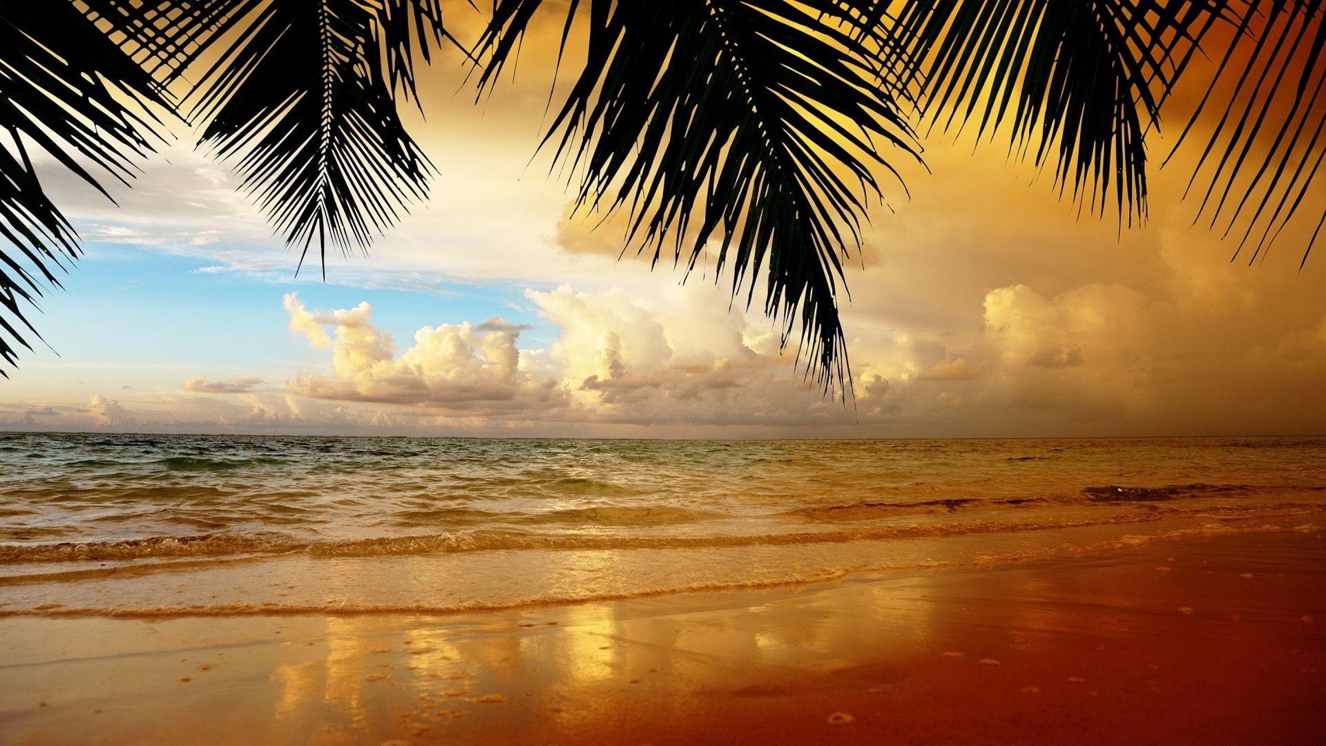 Download Island Beach Sunset, HD Wallpaper