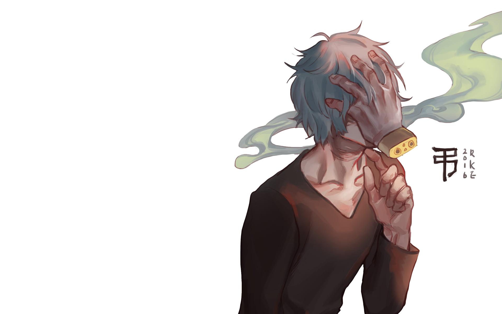 Man in black sweater with hand on face illustration, Boku no Hero