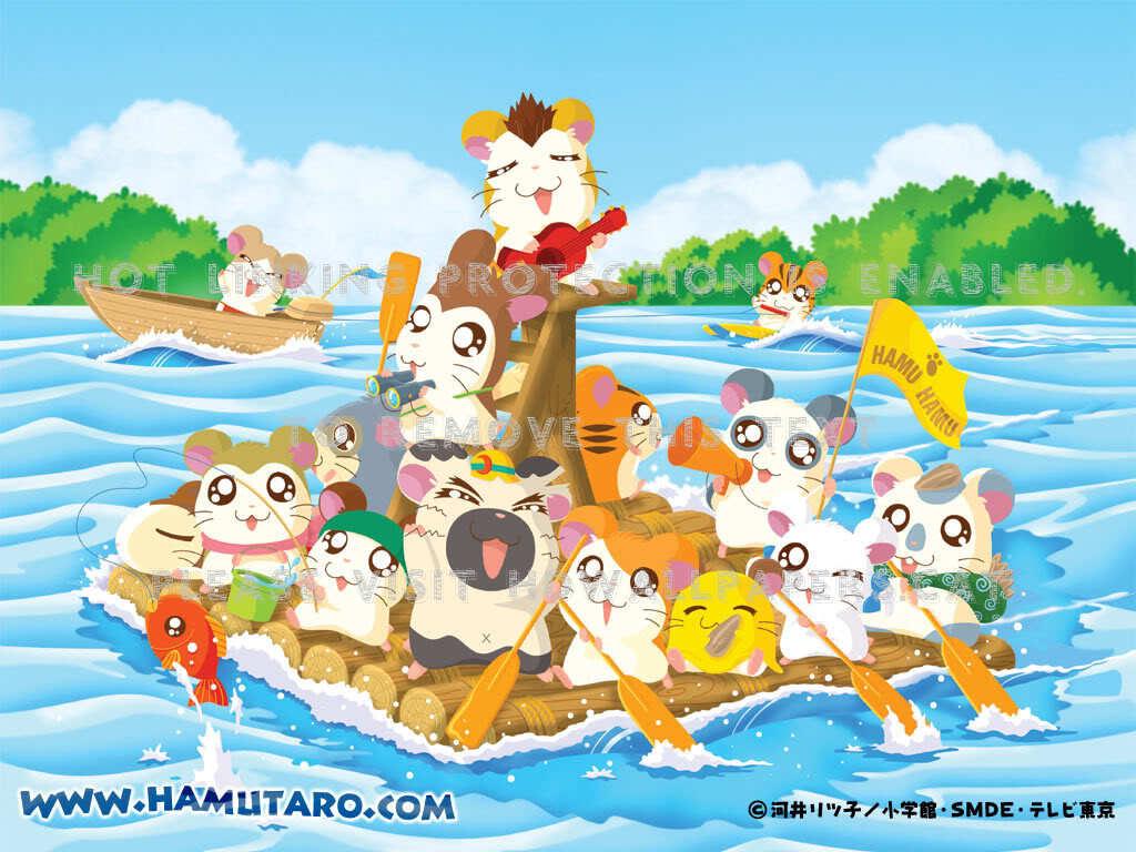 rafting hamster cartoon hamtaro anime river