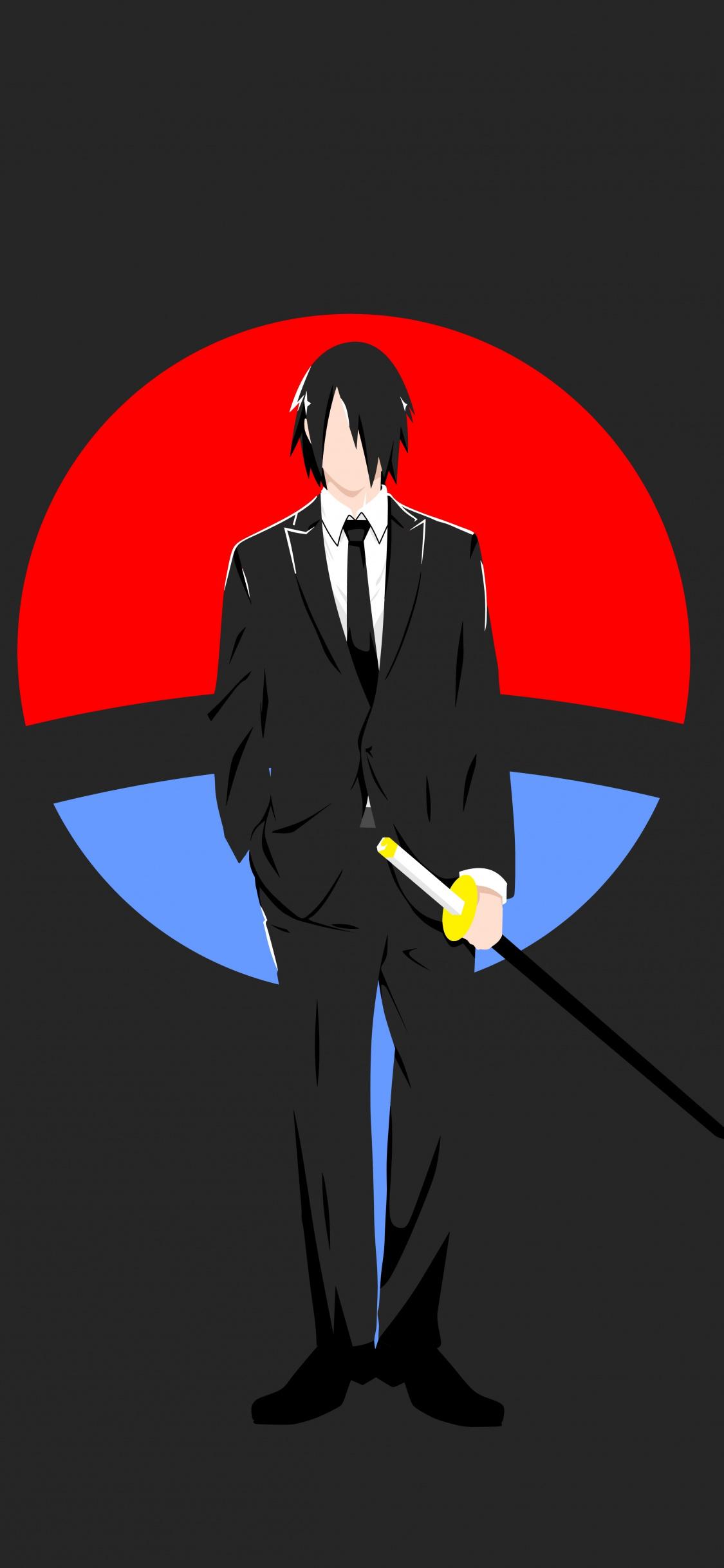 Download 1125x2436 wallpaper minimal, sasuke uchiha, naruto, anime