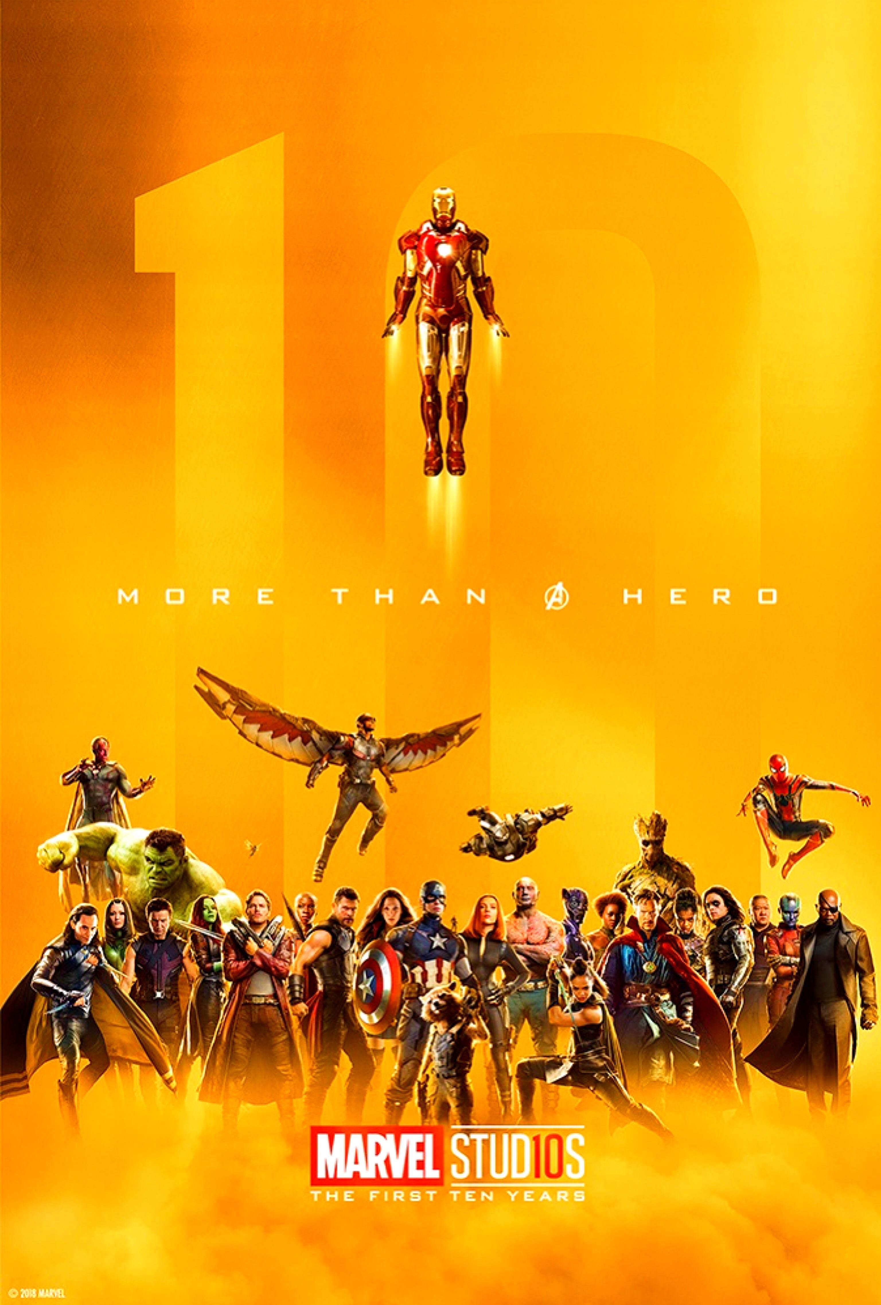 Marvel Studios 10 Years Celebration Poster. Marvel films