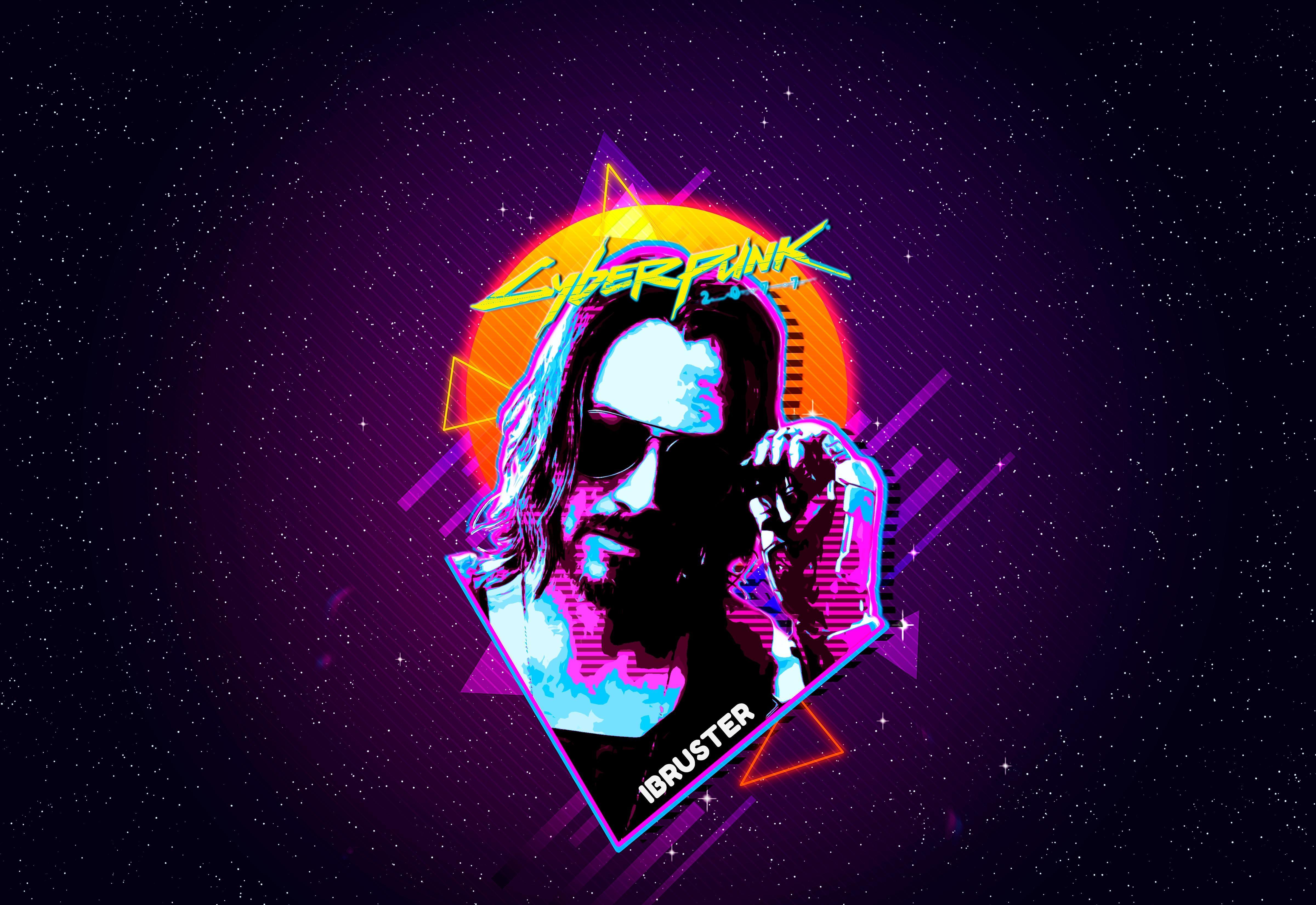 Keanu Reeves Cyberpunk 2077 Retro Art Wallpaper, HD Artist