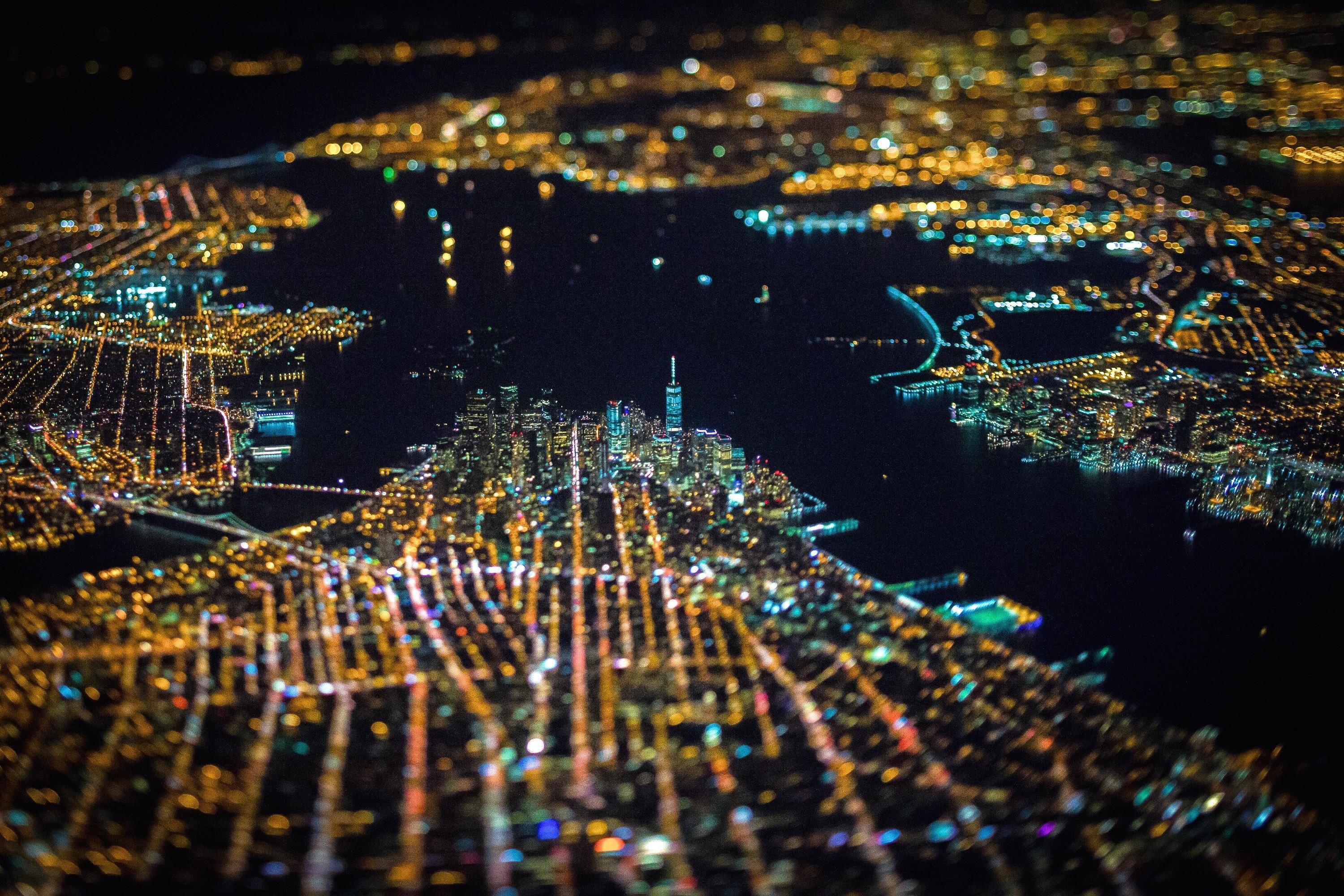 #cityscape, #city, #lights, #USA, #night, #aerial