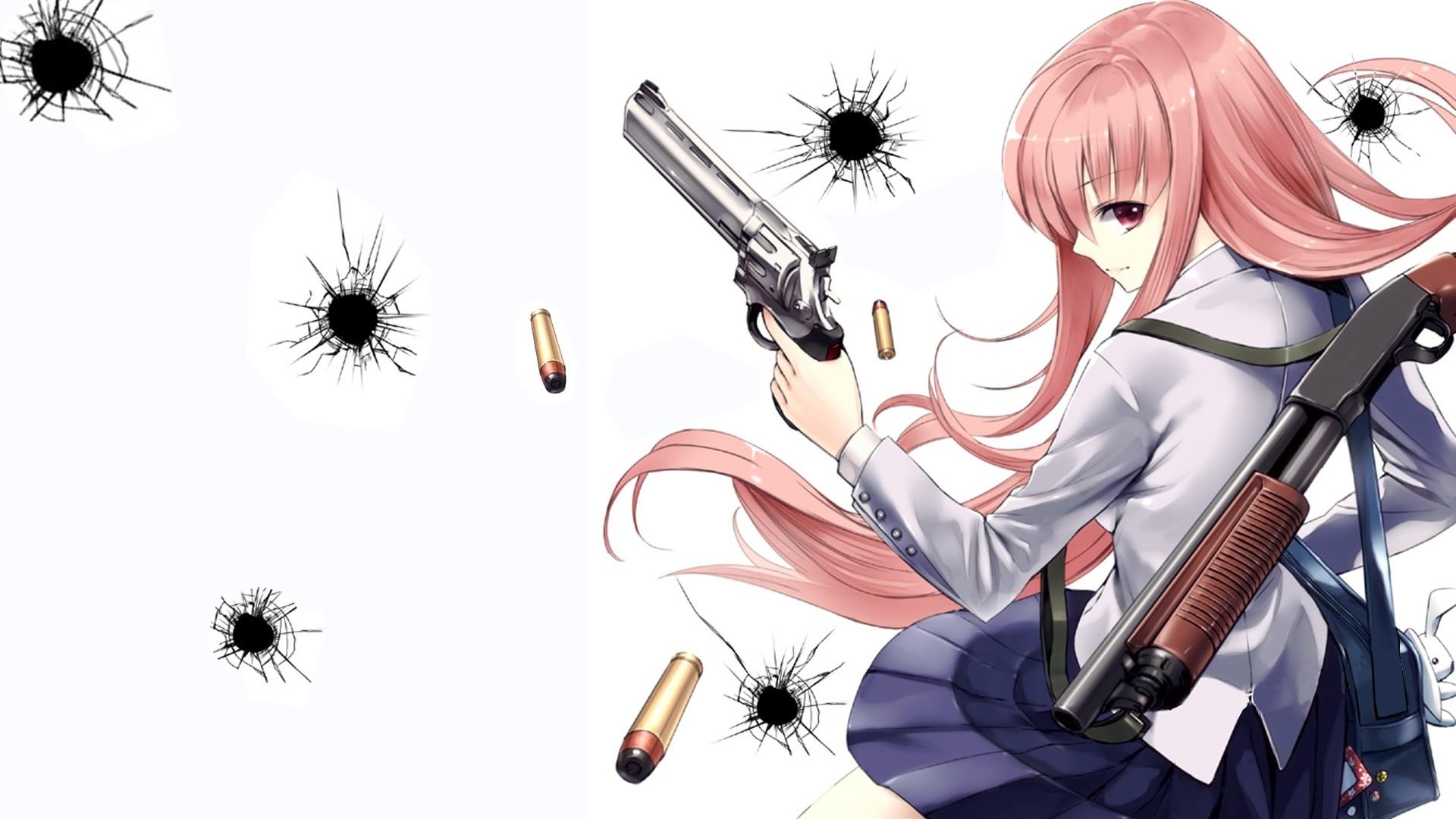 Anime Girl With Gun HD Wallpaperx1080