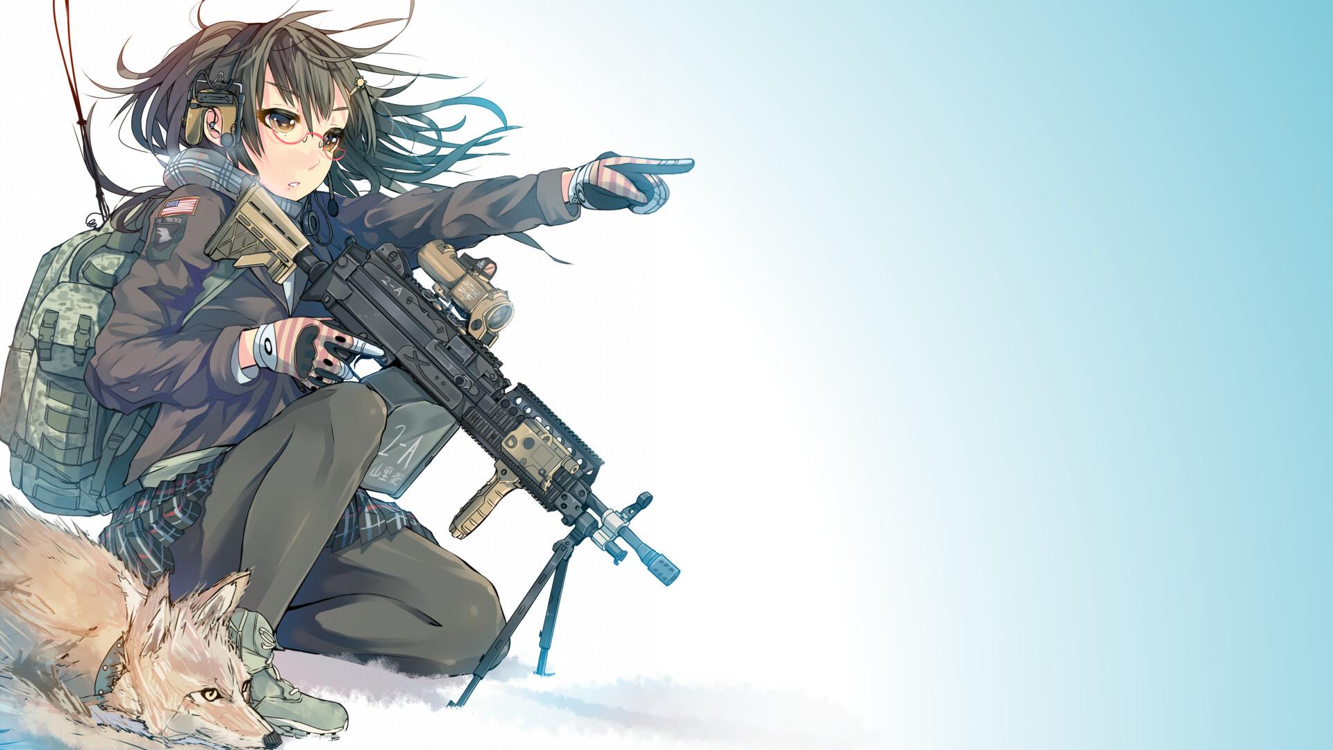 Anime Gril With Gun HD Wallpaperx1080