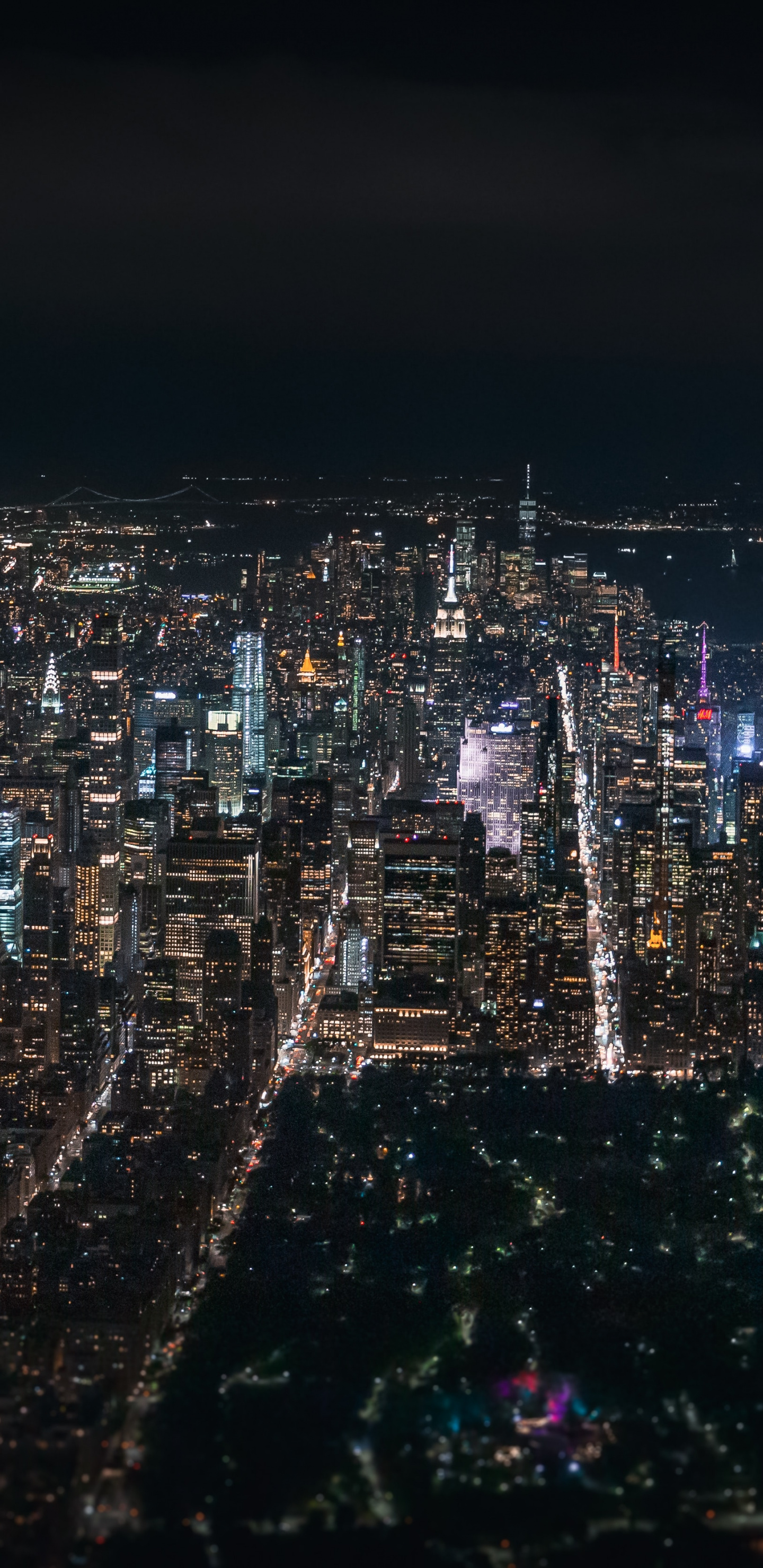 Download Dark, city in night, aerial view, cityscape