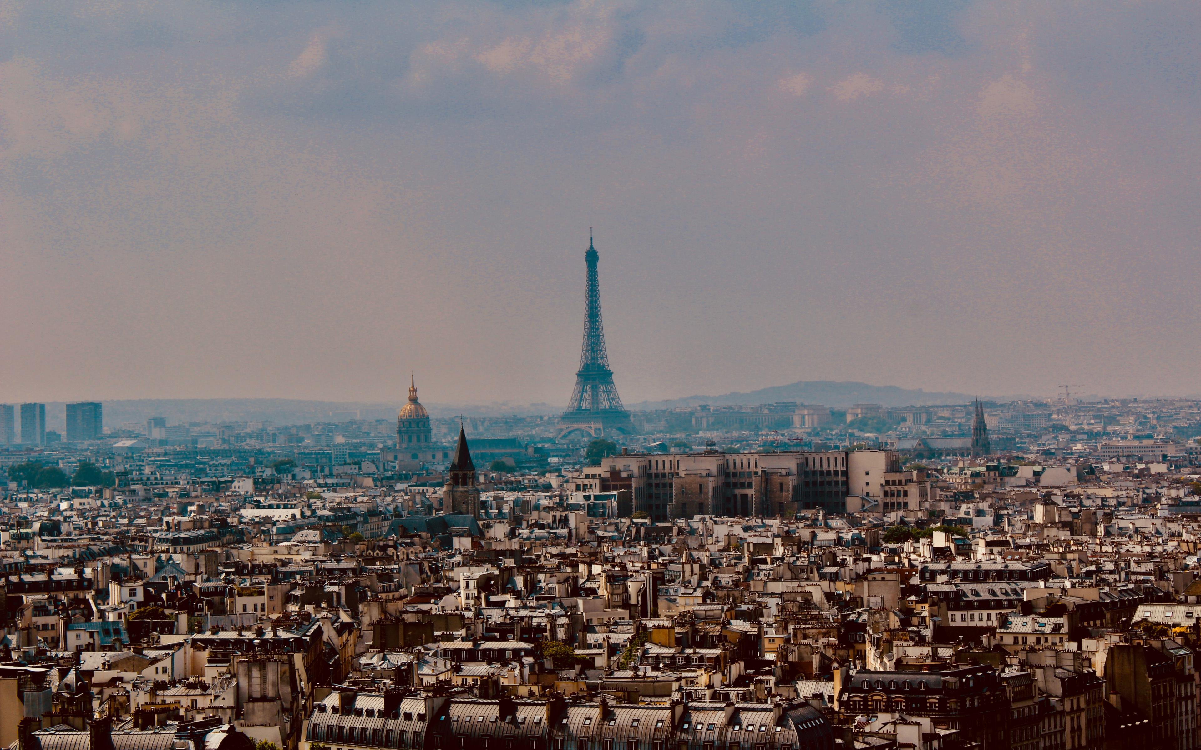 Download Paris, aerial view, Eiffel Tower, cityscape