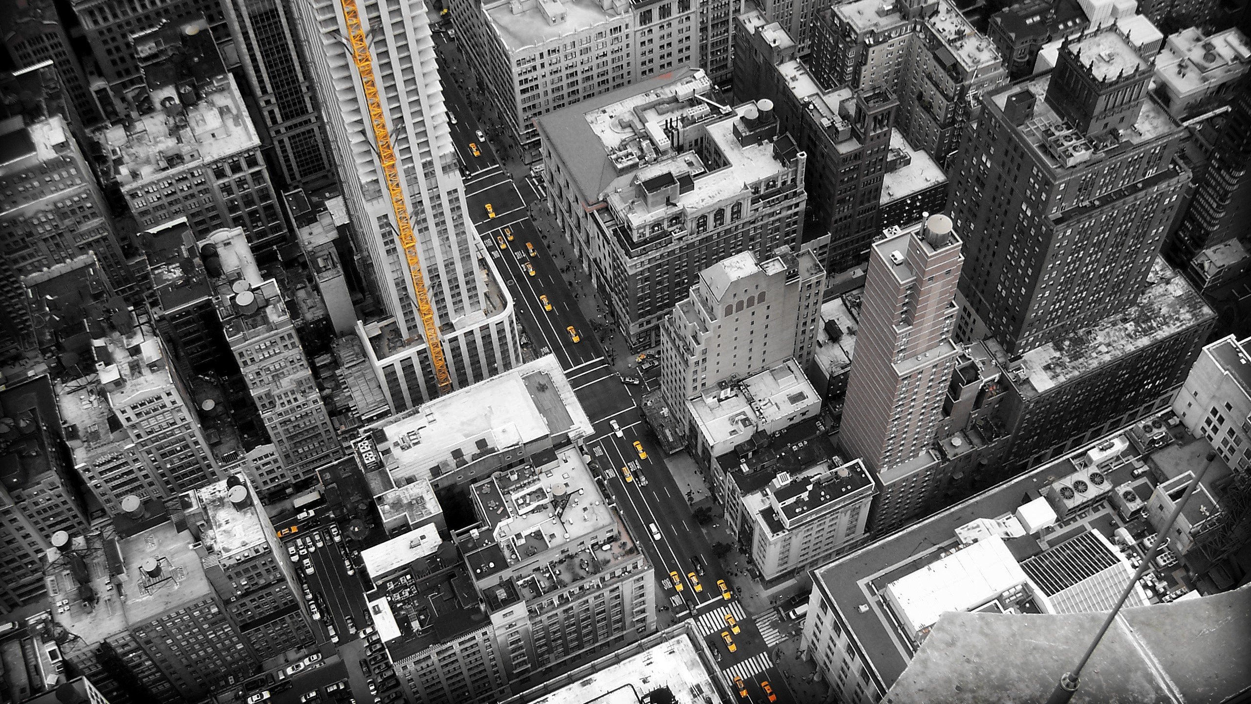 aerial view, Cityscape, Selective coloring, New York City