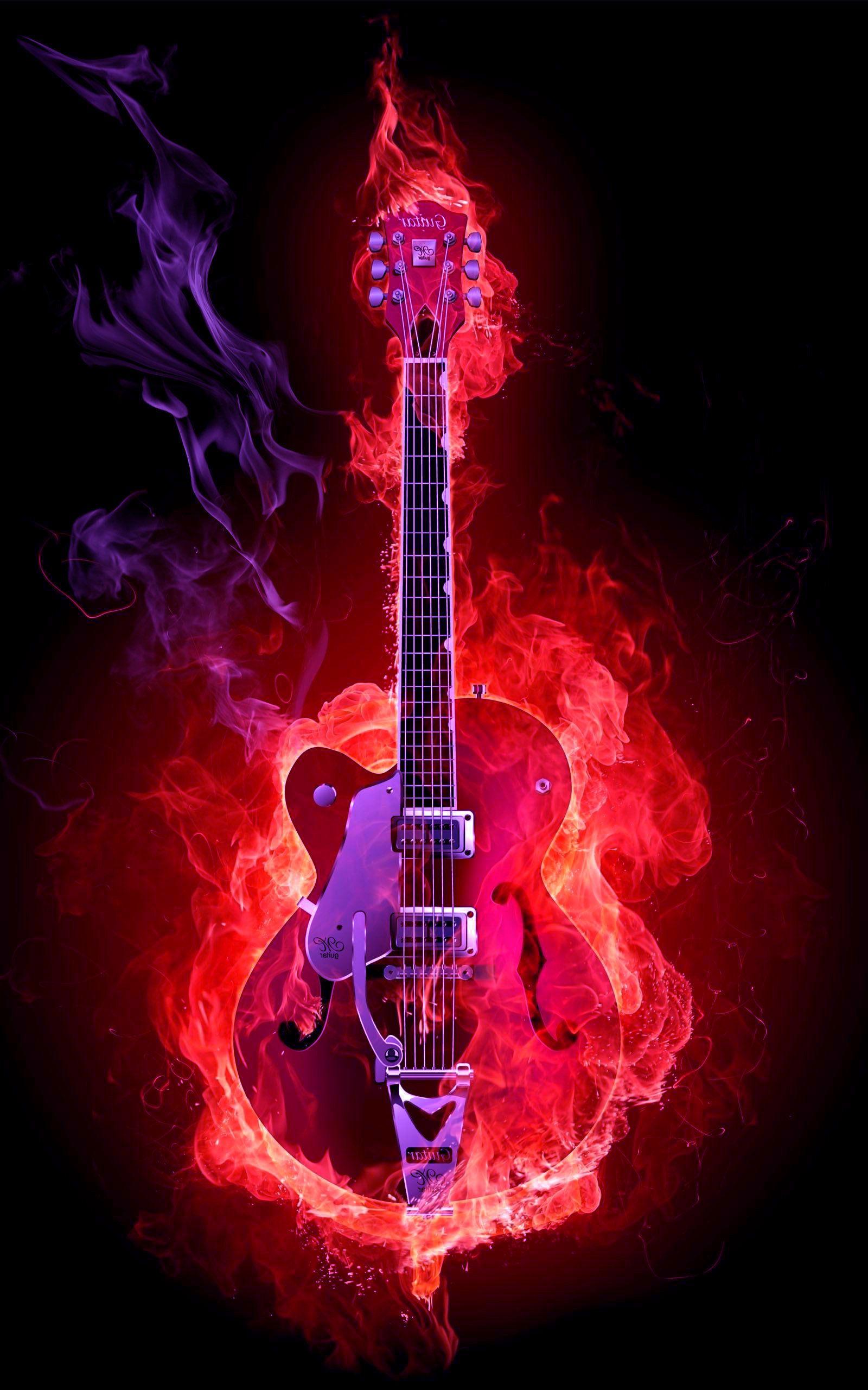 Flame Guitar HD Wallpaper 1600×2560 Definition Wallpaper