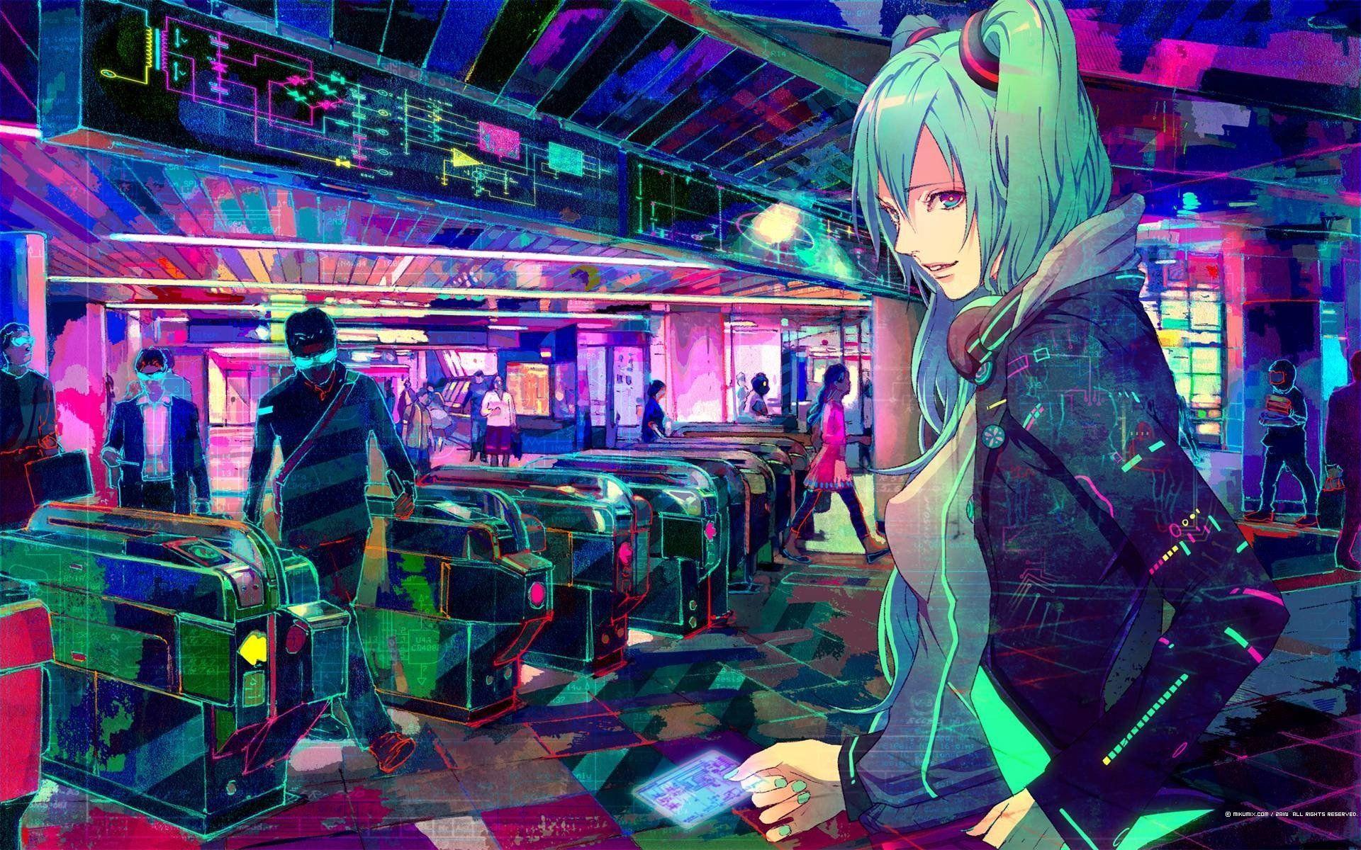 Aesthetic Cyberpunk Girl Desktop Wallpaper - Cyberpunk Wallpaper