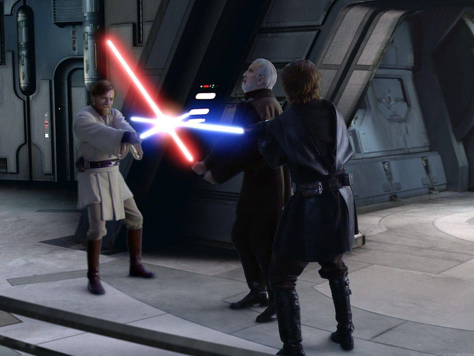 Obi-wan and Anakin vs. Count Dooku. Star wars, Star wars