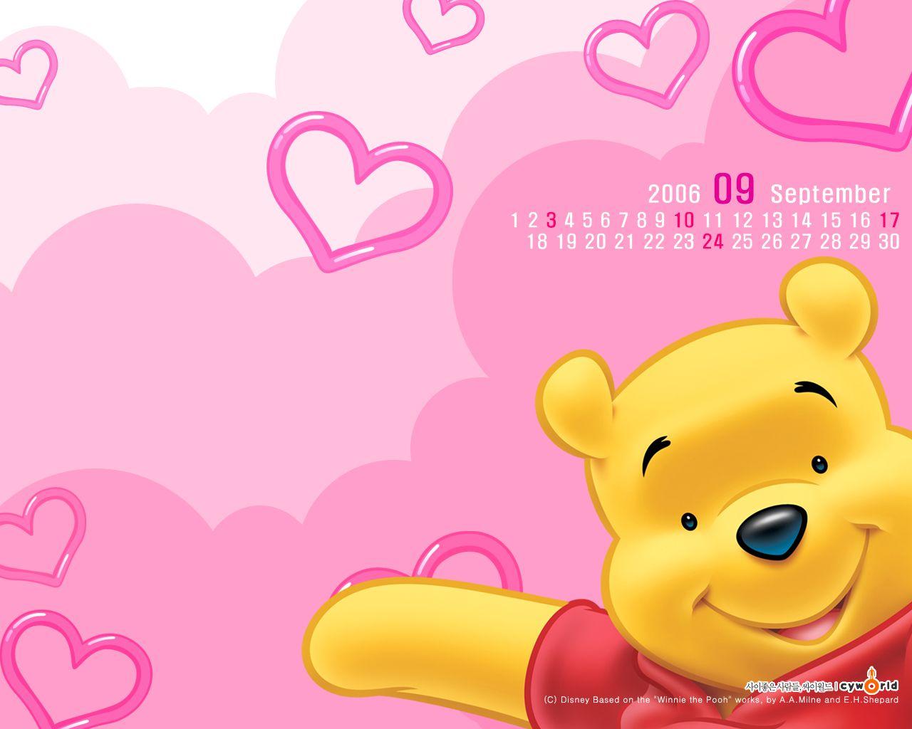 valentines day wallpaper winnie the pooh HD pink hearts