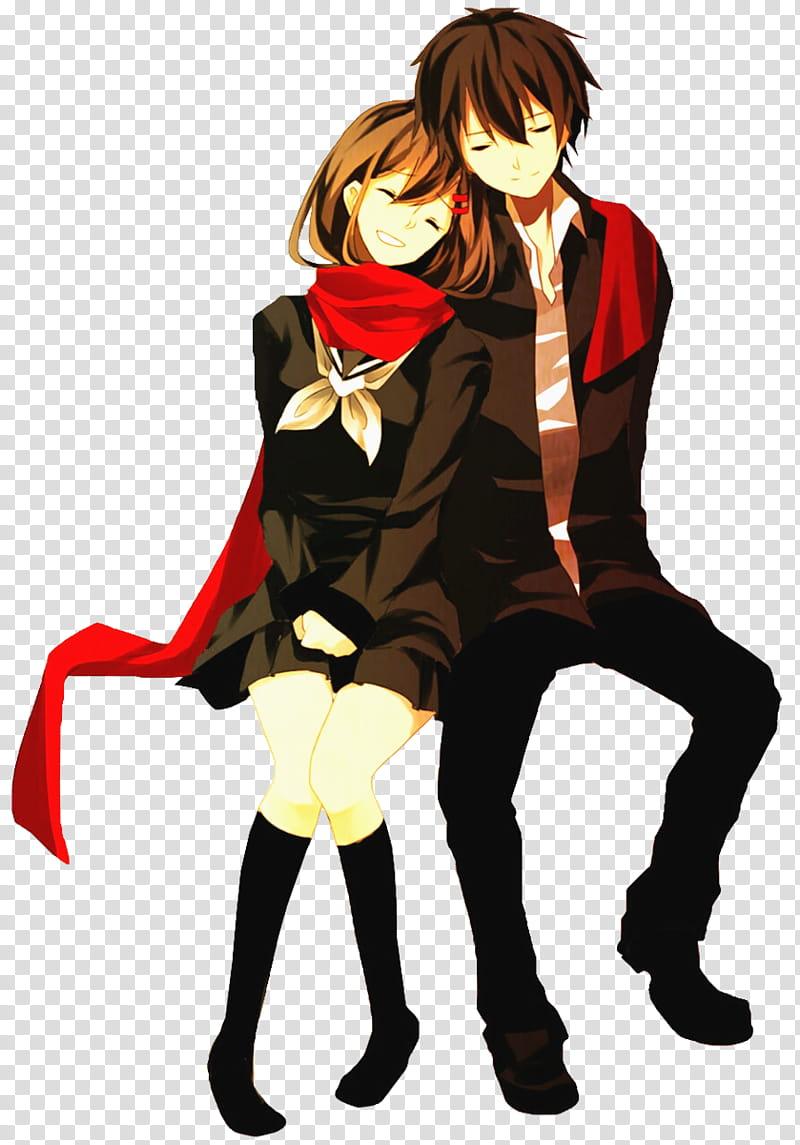 Kagerou Couple, male and female anime character transparent