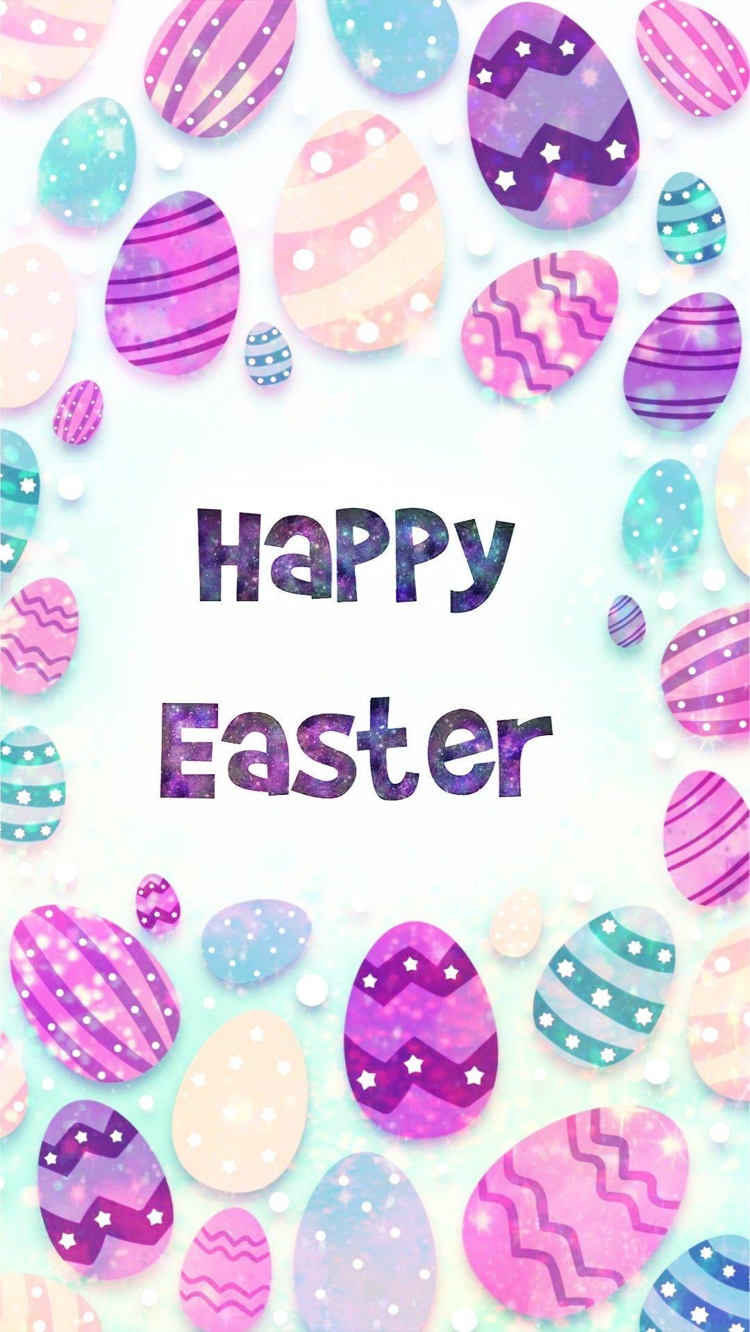 Glittery Happy Easter, made by me #patterns #purple #glitter #sparkles #galaxy #wallpaper #bac. Easter wallpaper, Happy easter wallpaper, iPhone wallpaper easter