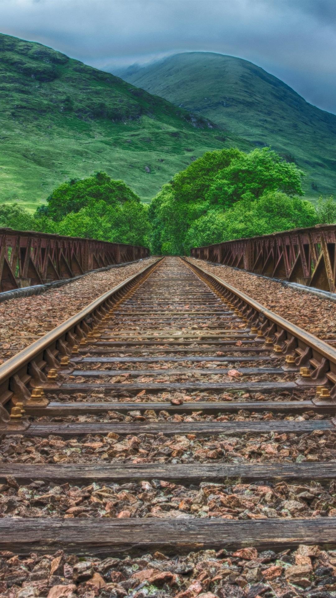 Railway, Mountains, Green, HDR Style 1080x1920 IPhone 8 7 6