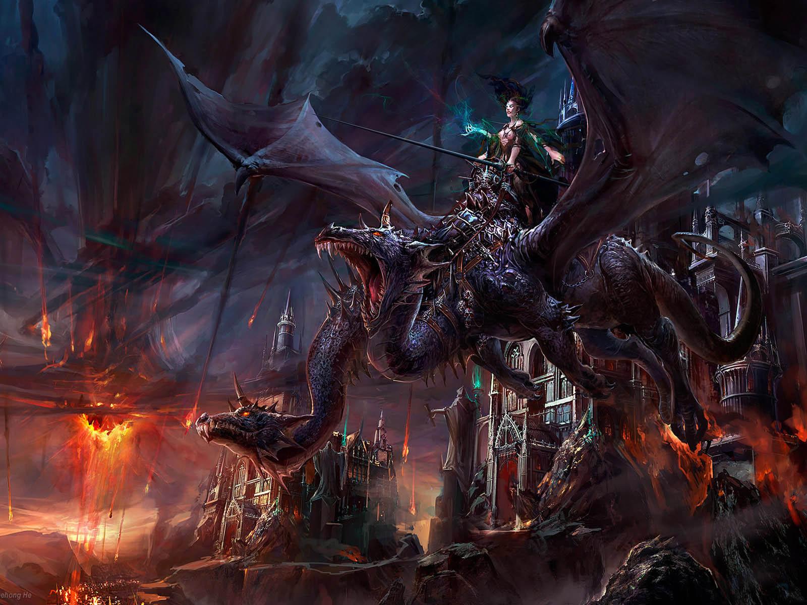 Two Headed Monter Dragon Fighting < Fantasy < Gallery < Desktop