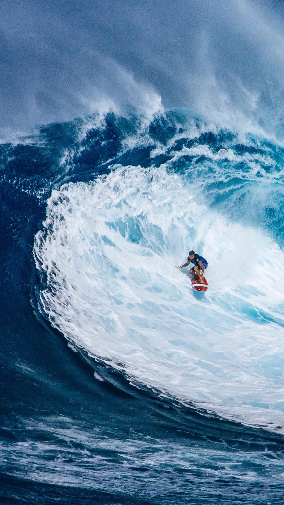Download wallpaper 938x1668 surfer, surf, wave, hawaii