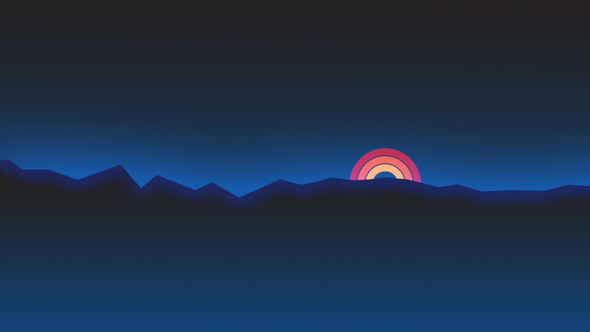 Neon Sunset Rainbow Minimal Retro Style 1080P Laptop