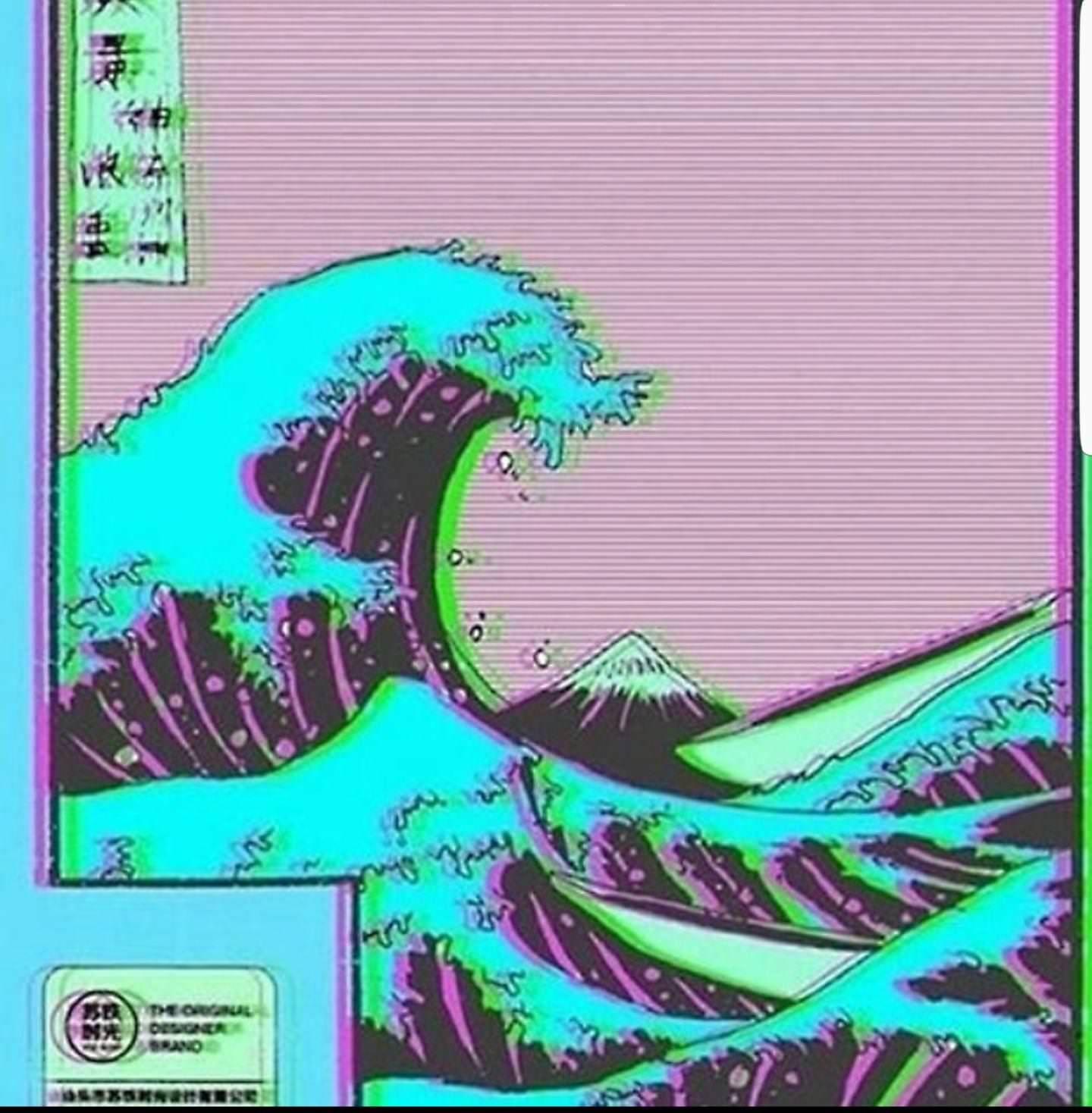 The Great Wave off Kanagawa. Vaporwave wallpaper
