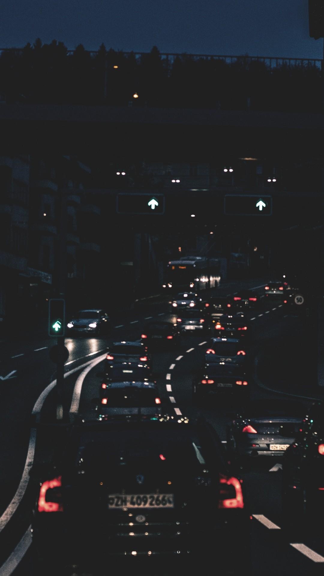 Preview Wallpaper Night City, City Lights, Cars, Traffic
