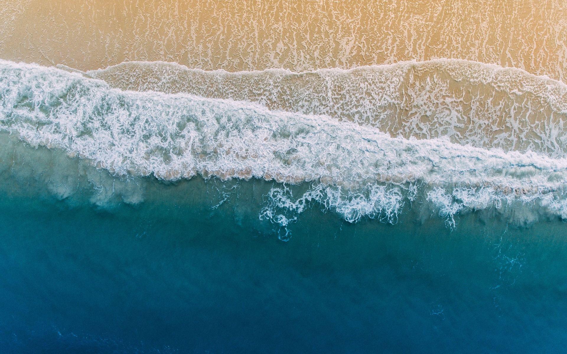 Download wallpaper sand, sea, wave, beach, water, shore