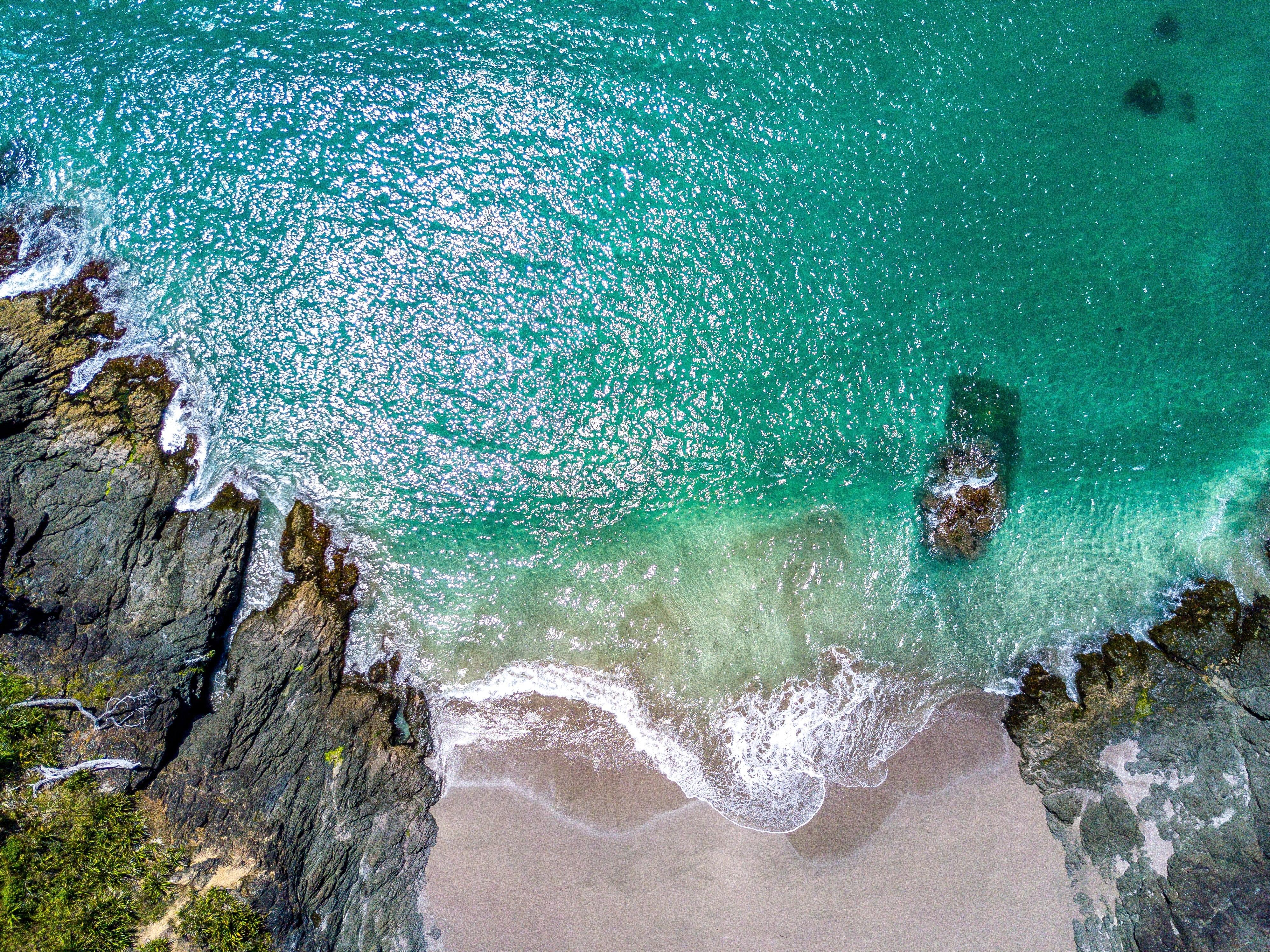 Aerial view of beach shore HD wallpaper