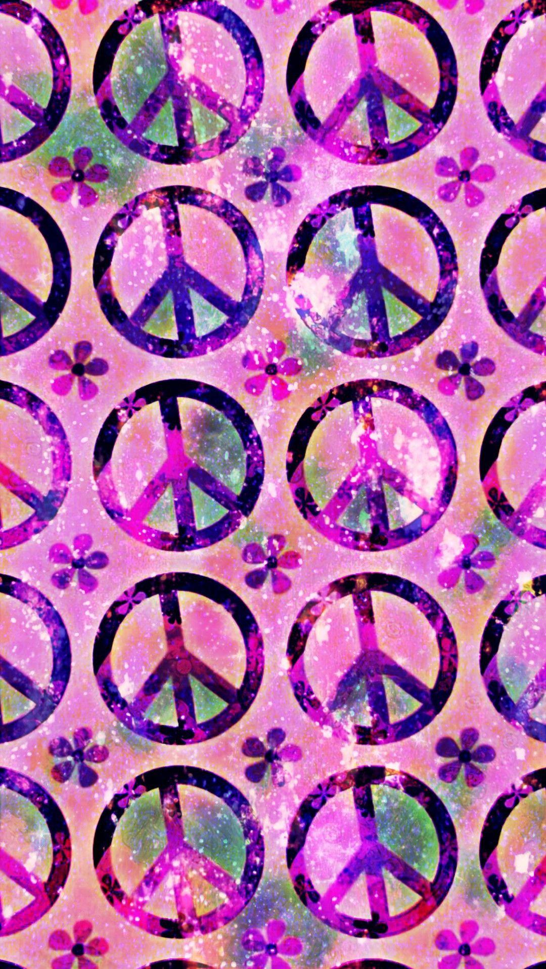 Boho Peace Galaxy, made by me #purple #sparkly #wallpaper