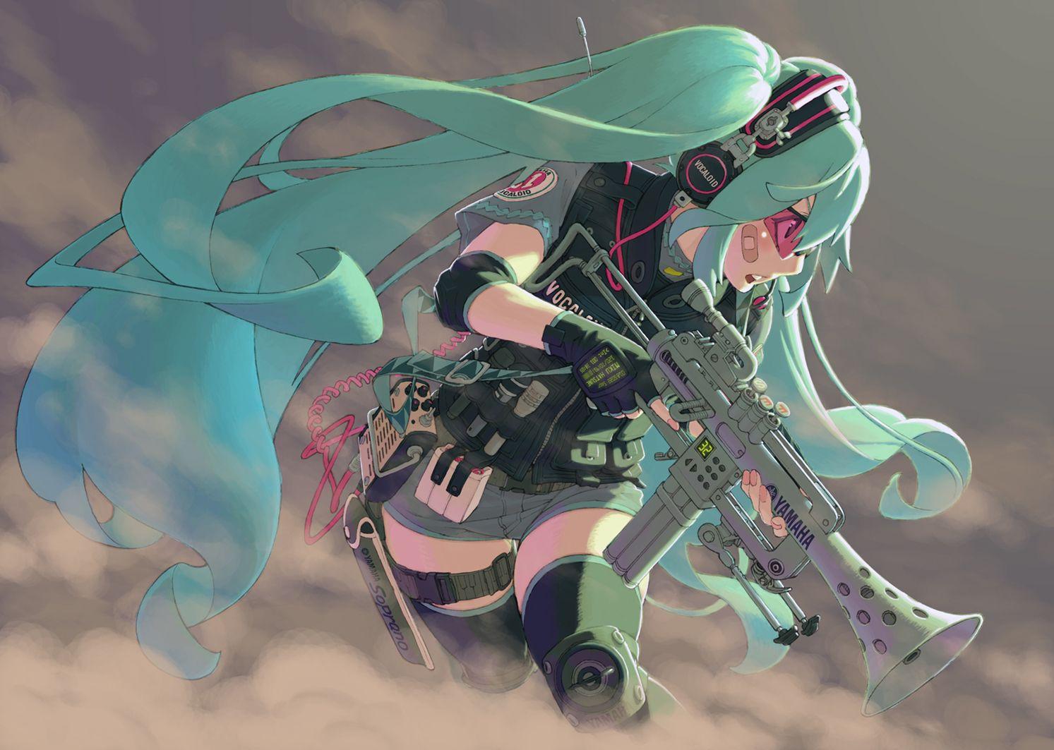Girls with Guns. Hatsune miku