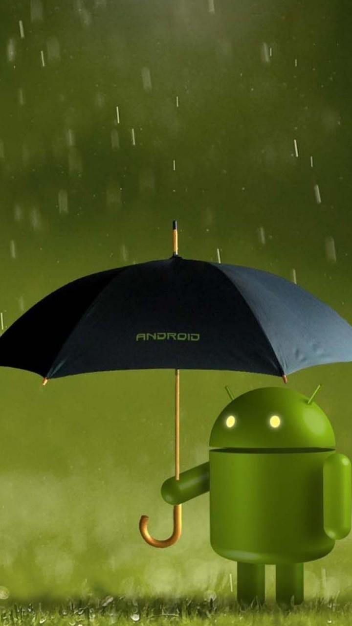 Download 720x1280 Android, Raining, Black Umbrella Wallpaper