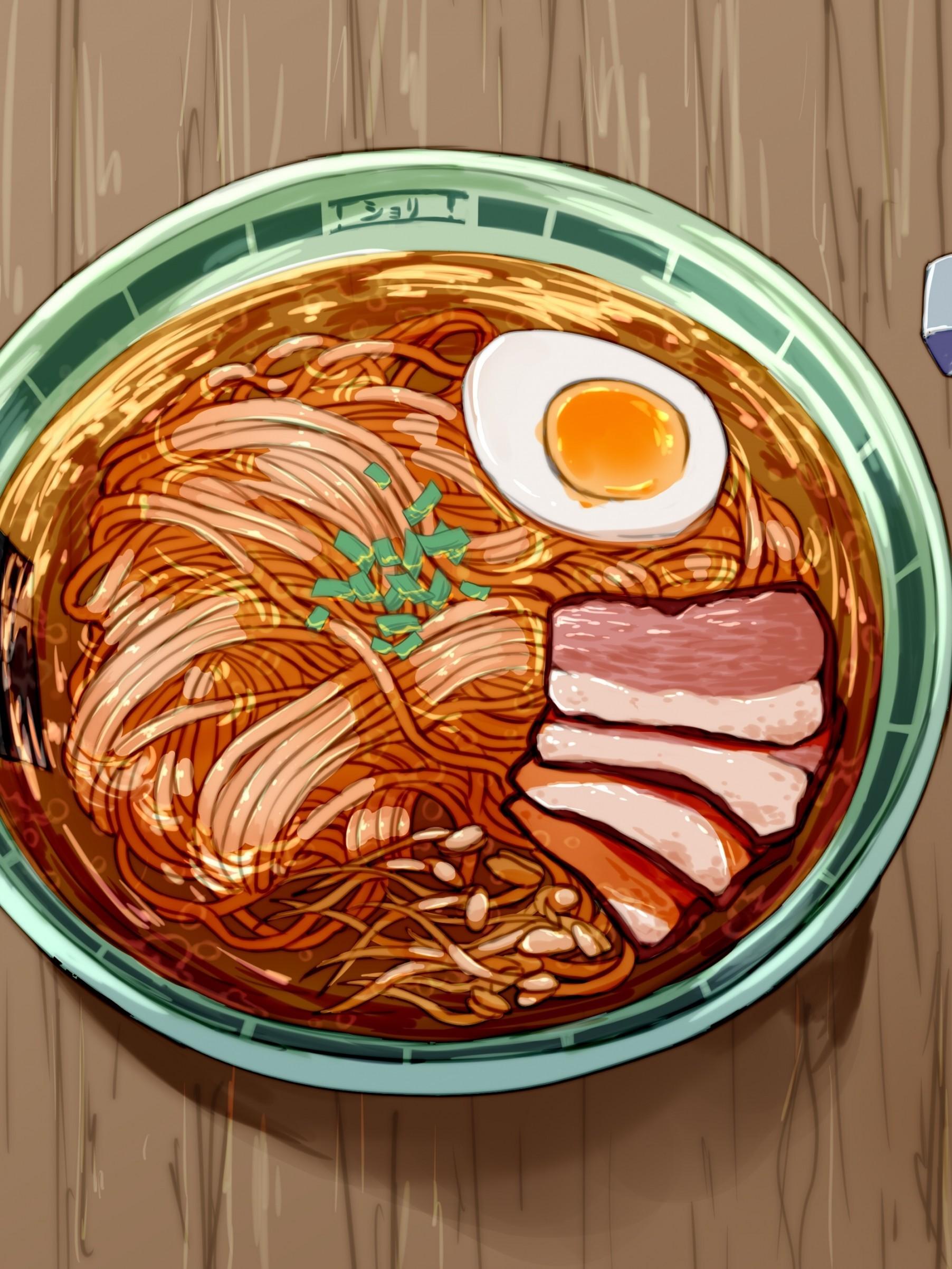 Download 1804x2405 Anime Ramen, Delicious, Chopsticks, Egg