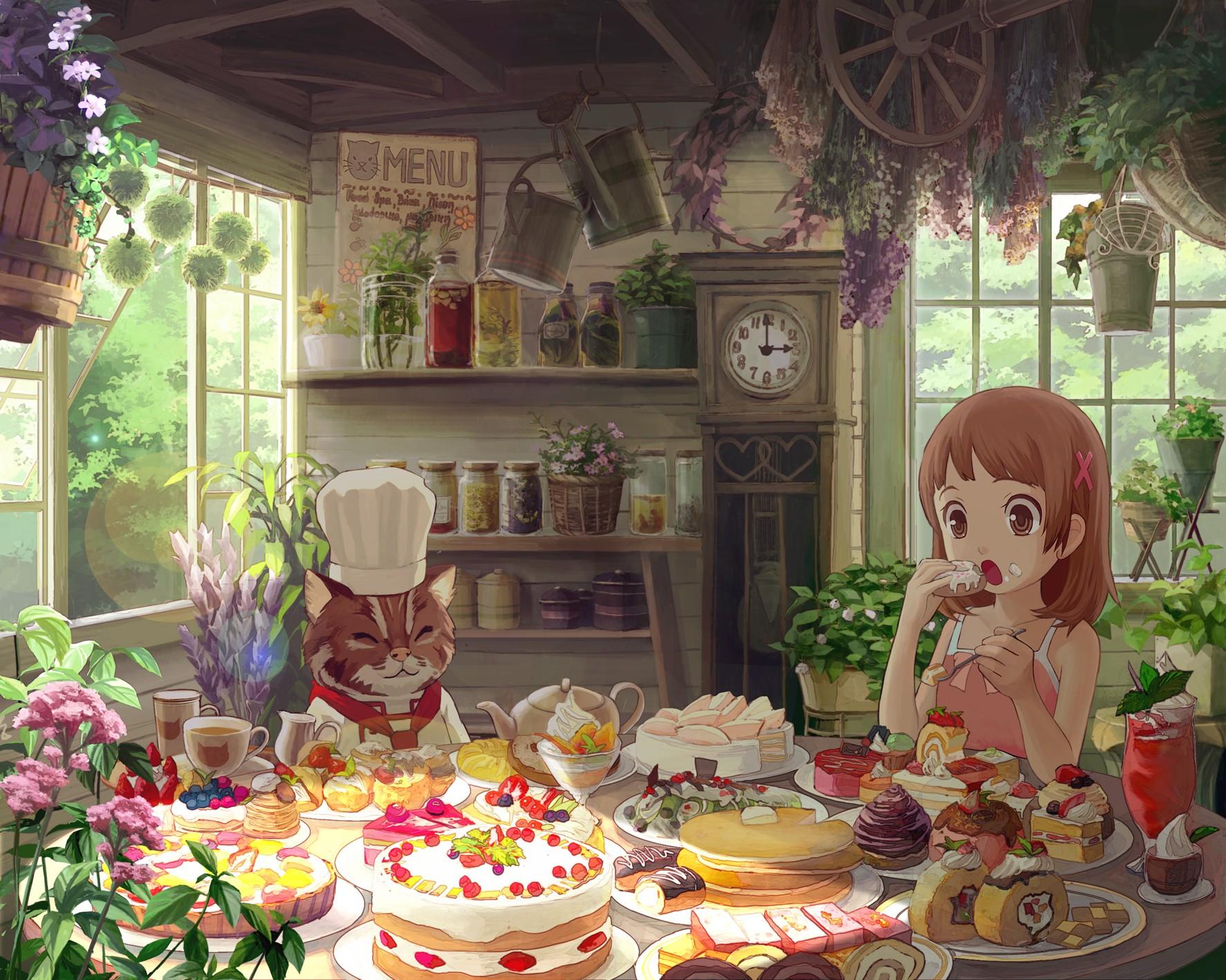 #tea, #clocks, #anime, #cake, #food, #pastries