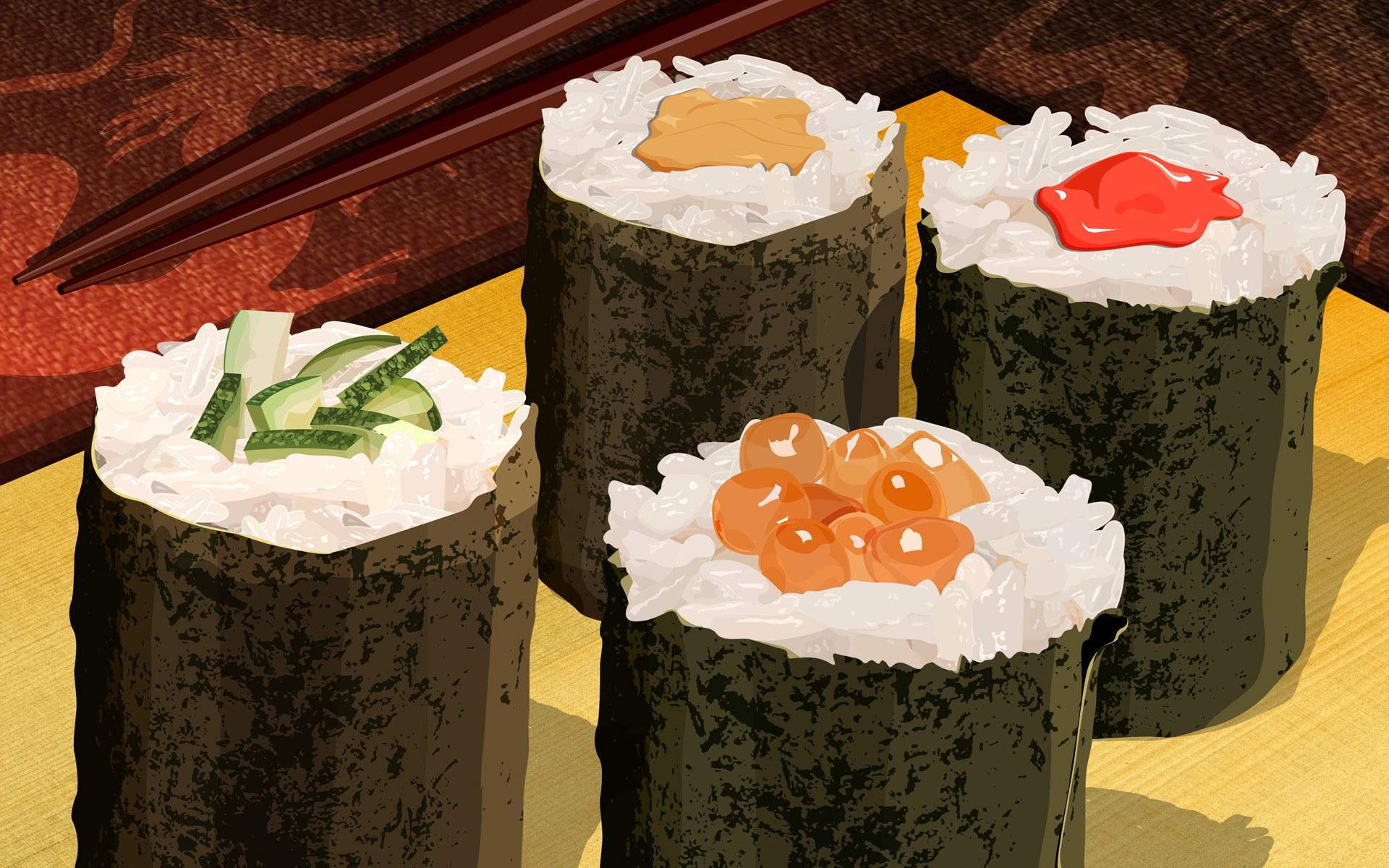 PSD Food illustrations 3160 japanese sushi illustration