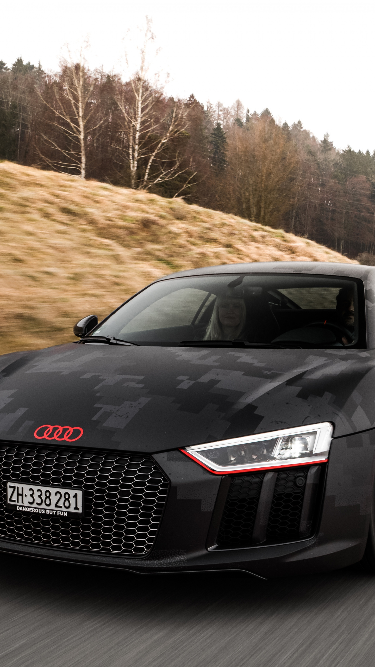 Download Black, Audi R8 V10 plus, sports car wallpaper
