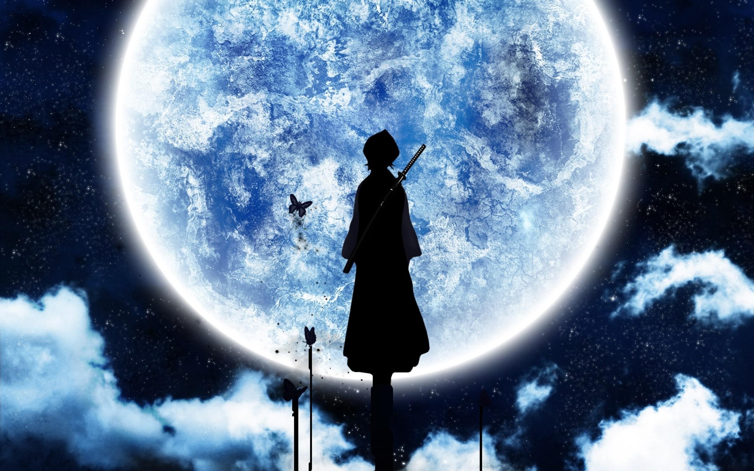bleach moonlight moon silhouette anime wallpaper