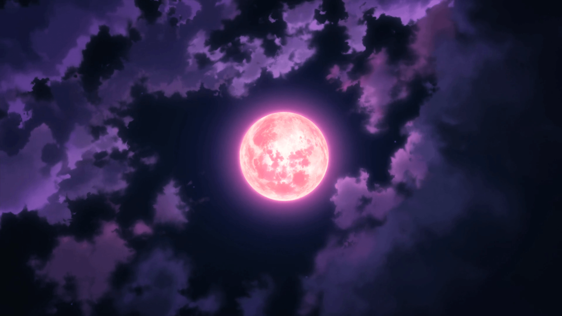 #anime, #night, #Moon, #sky, #clouds, wallpaper
