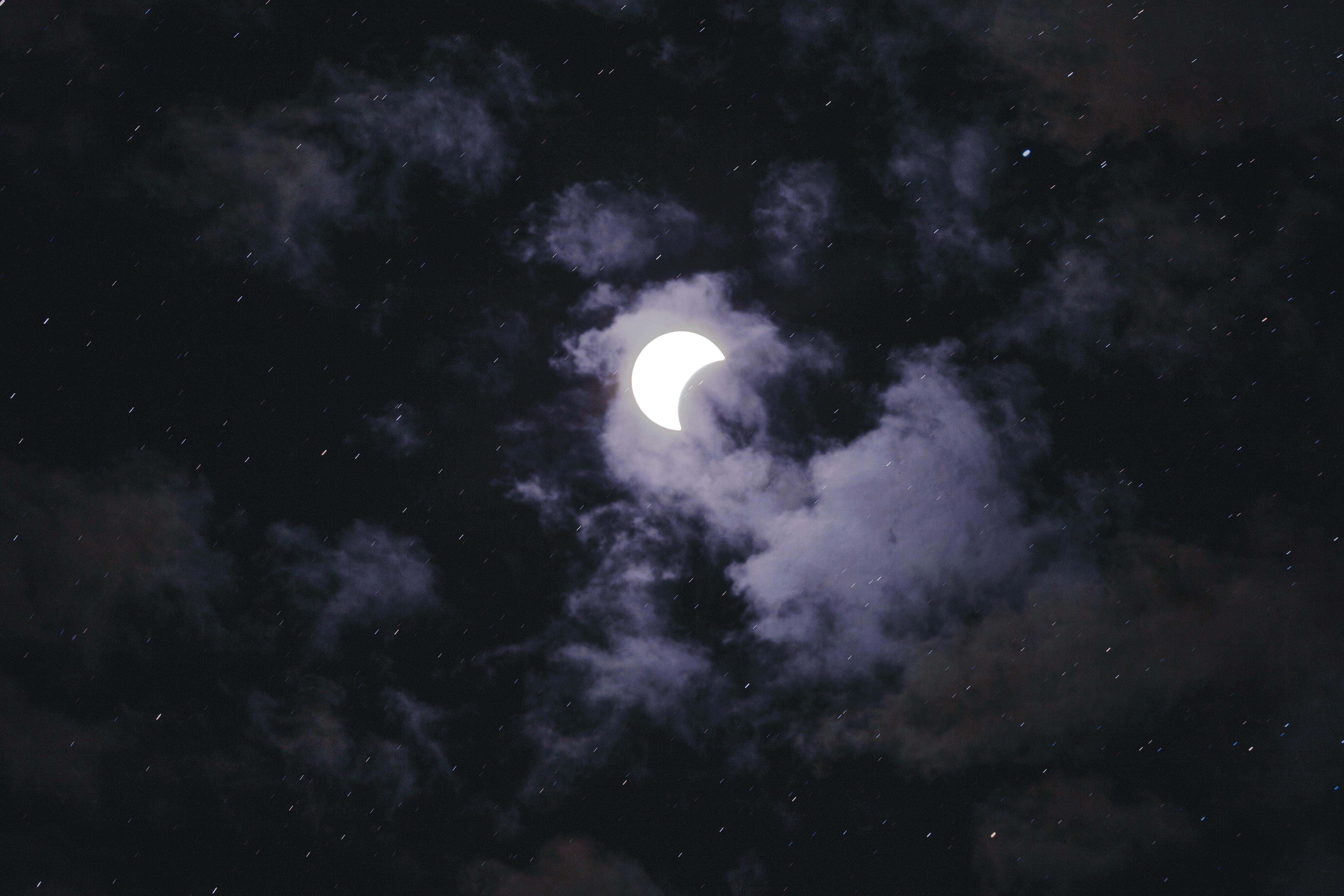 5472x3648 #moon, #solar eclipse, #cloudy, #sun