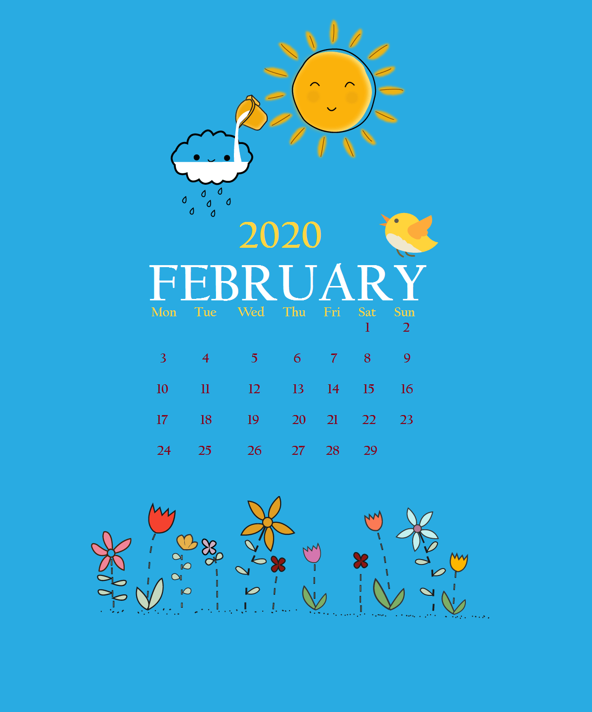 iPhone February 2020 Wallpaper Calendar