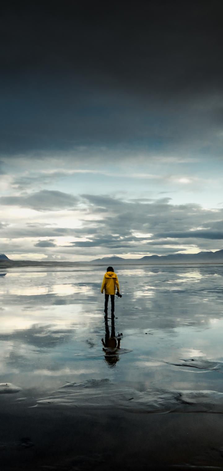 Alone In The Beach 720x1520 Resolution Wallpaper