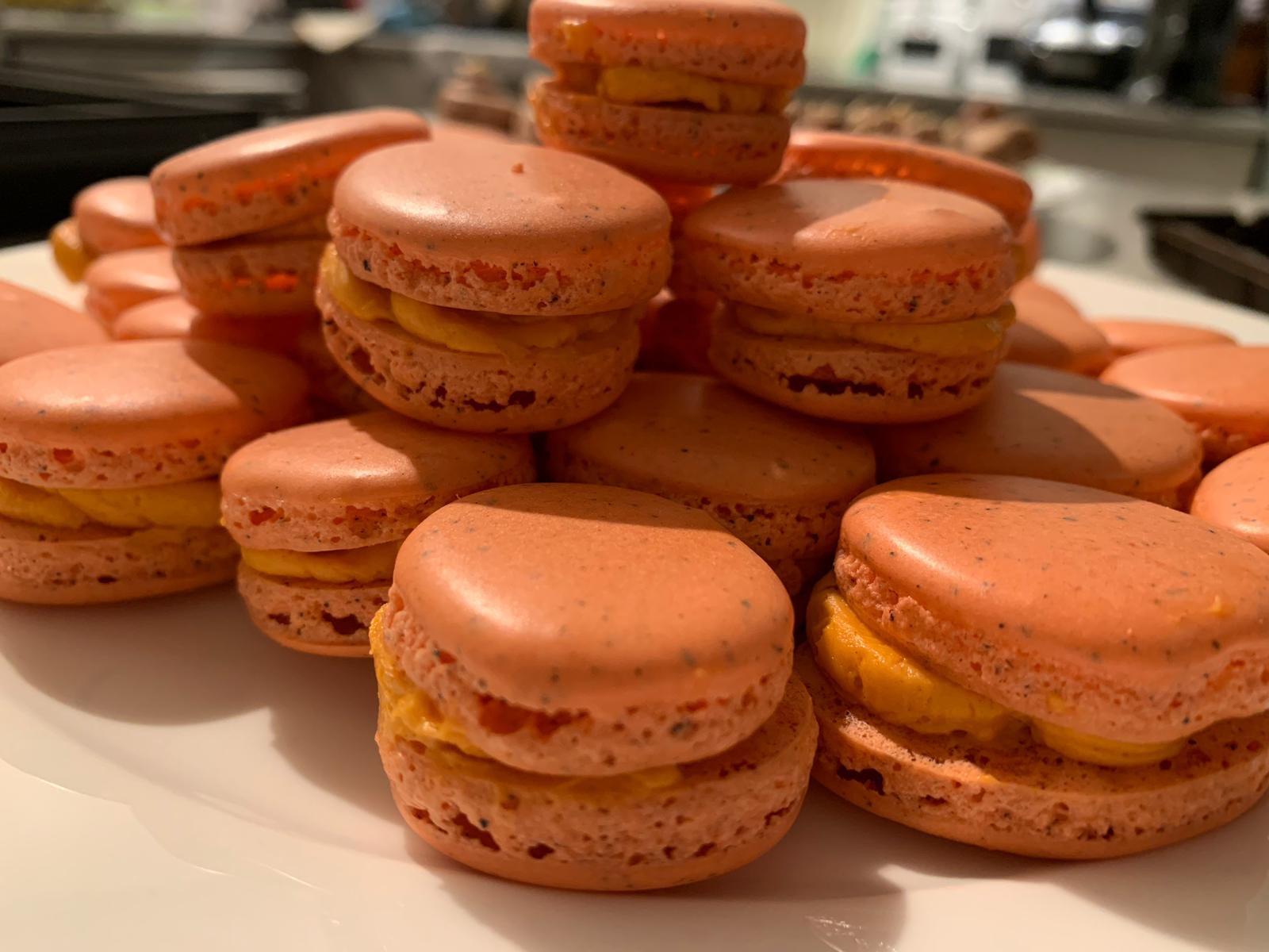 Thai Ice Tea macarons! Thai ice tea shells with condensed