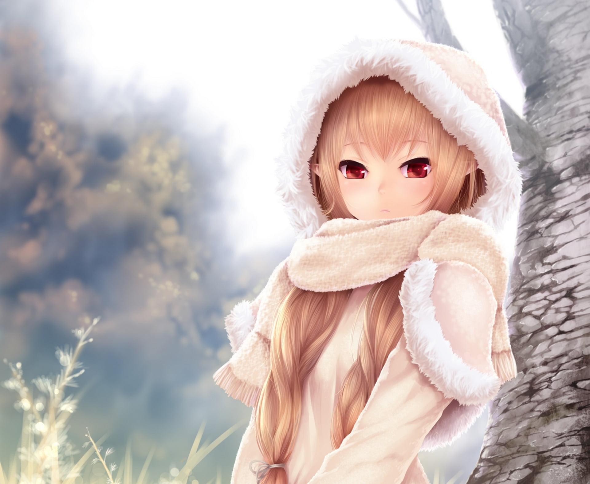 Photography of anime woman elf with hoodie illustration HD