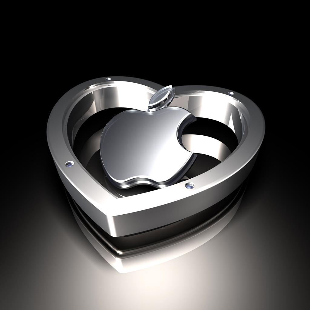 Metallic Apple Heart iPad Wallpaper Free Download