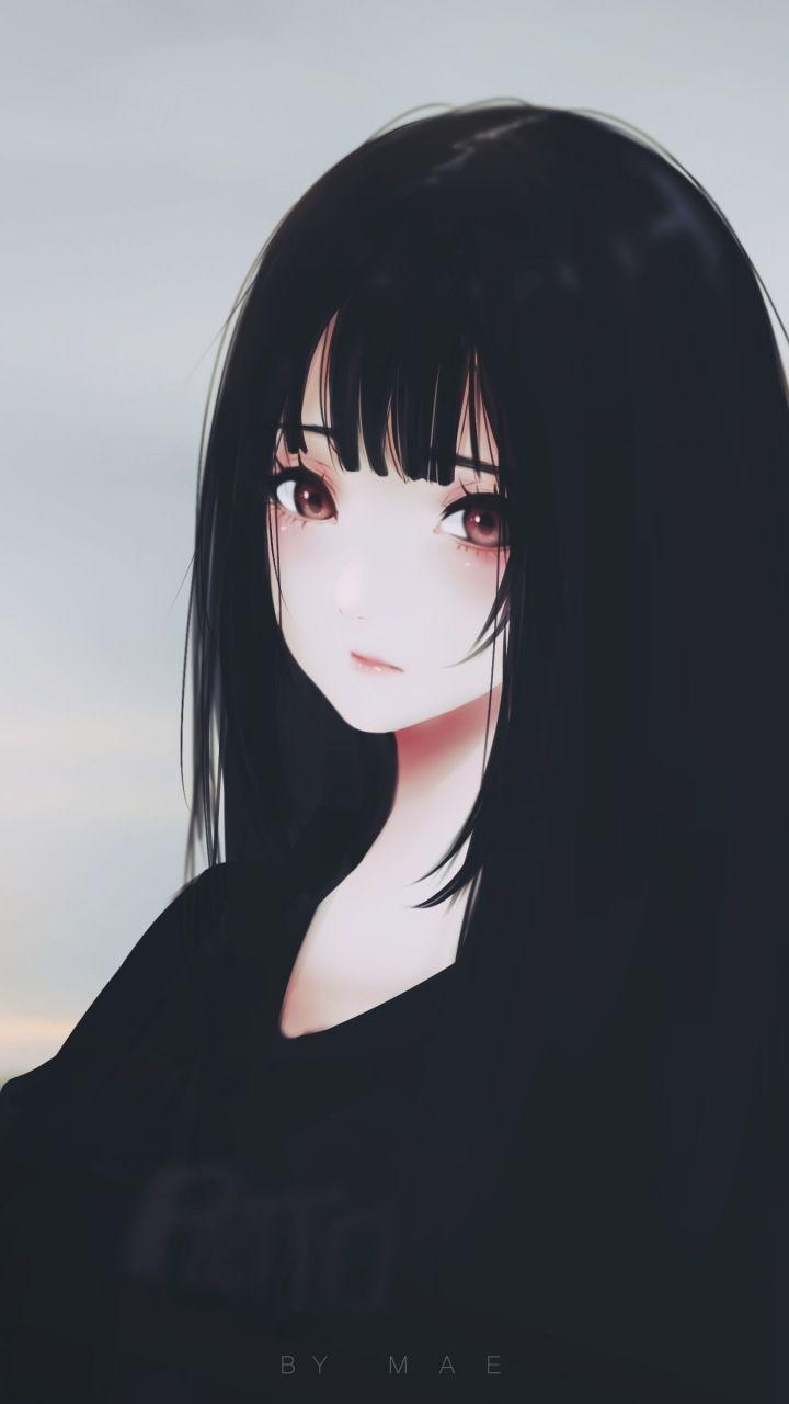 Beautiful, anime, woman, dark hair, fan art, 720x1280