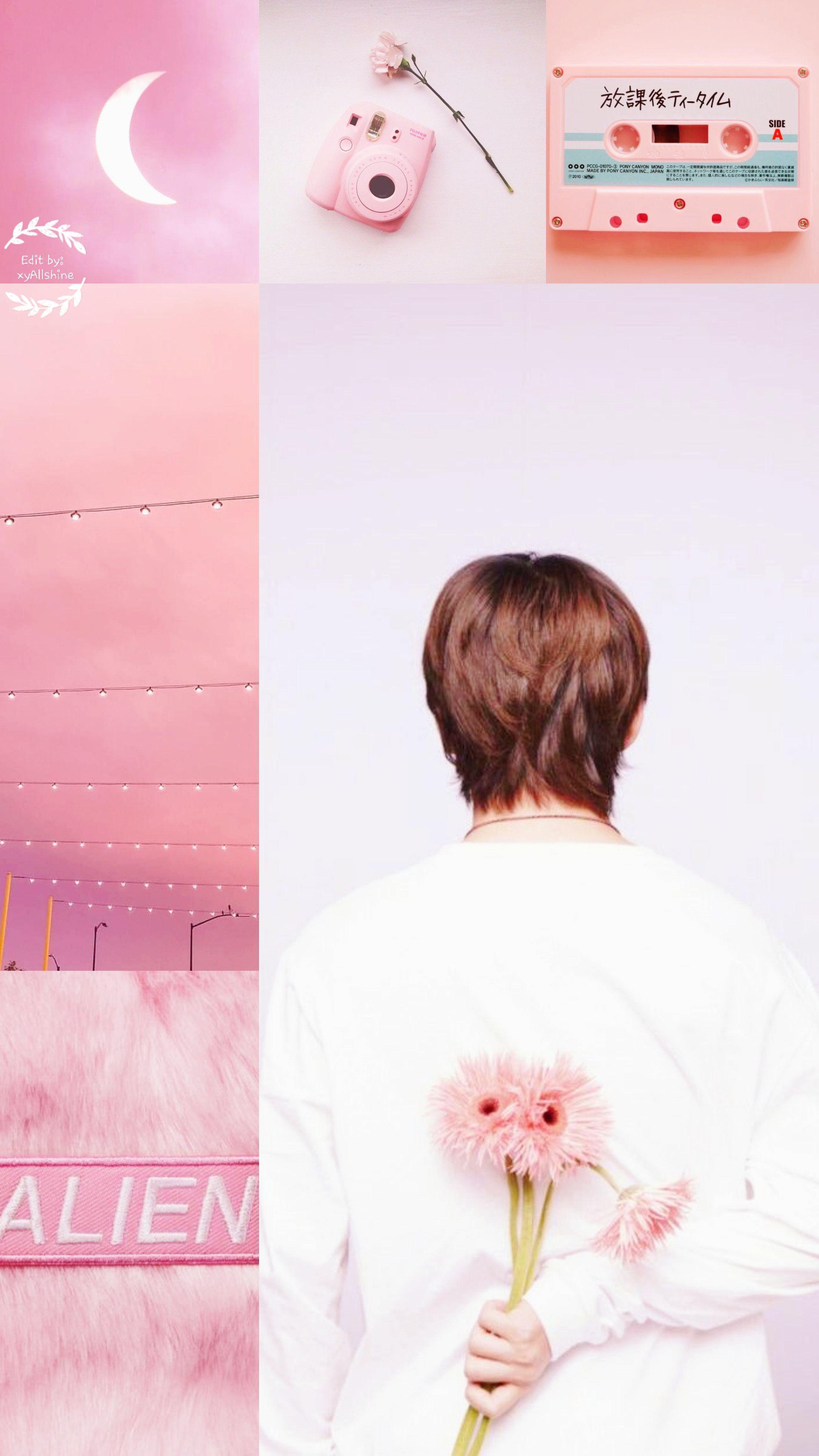 Pink Taehyung Background V Aesthetic Wallpaper