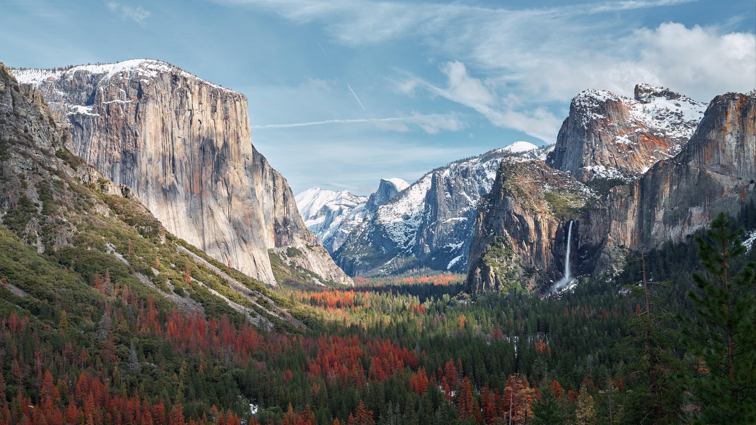 Download wallpaper 2560x1440 mountains, trees, mountain landscape