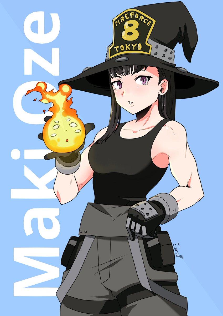 Maki Oze, anime, fire force, fireballs, japan, manga, night, tokyo, HD  phone wallpaper