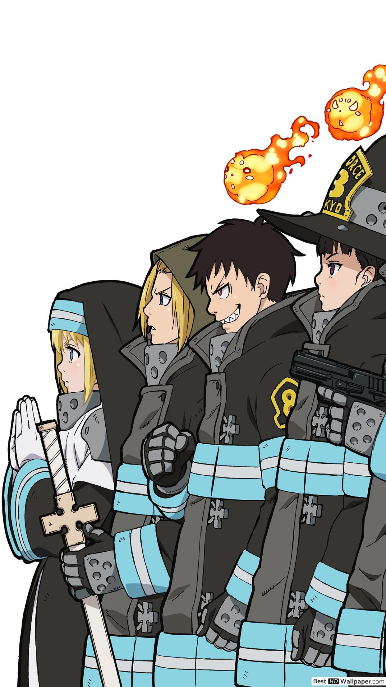 Fire Force Kusakabe, Takehisa Hinawa, Maki Oze, Iris